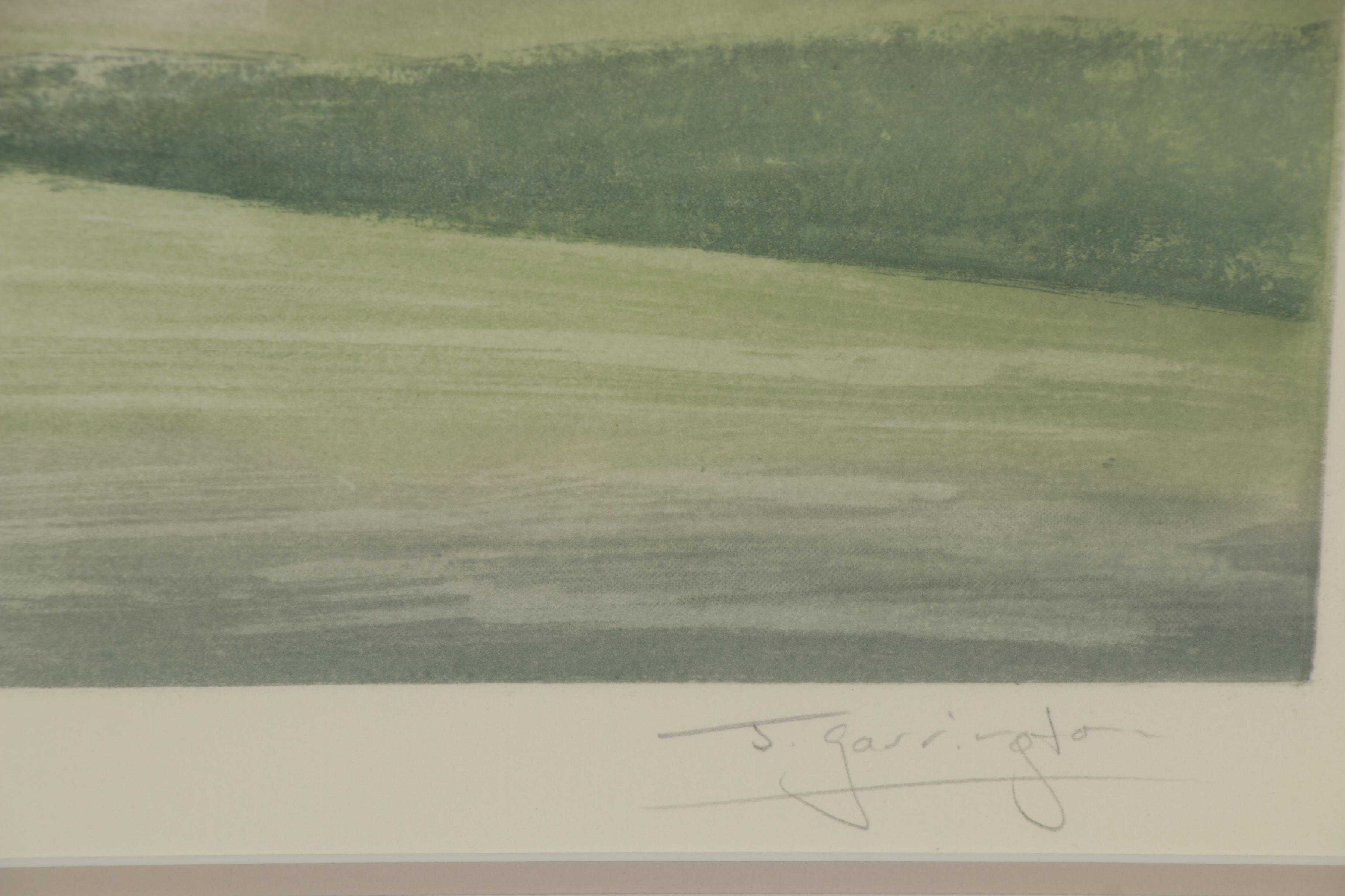 J. Garrington Etching with Aquatint "On the Green," Late 20th Century