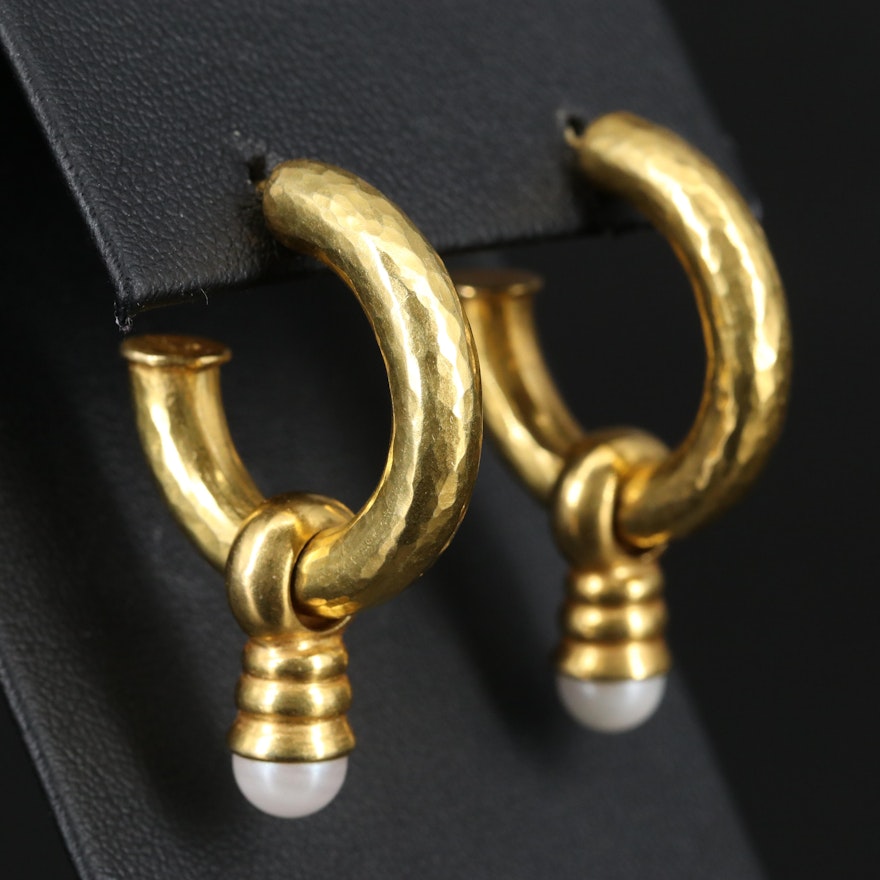 18K Textured Hoop Earrings with Enhancers