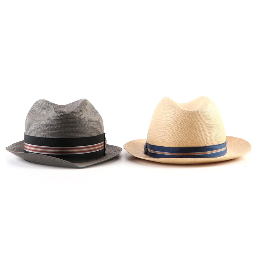 Men's Richman Brothers Straw Trilby and Stetson Panama Straw Hat with Hat Box