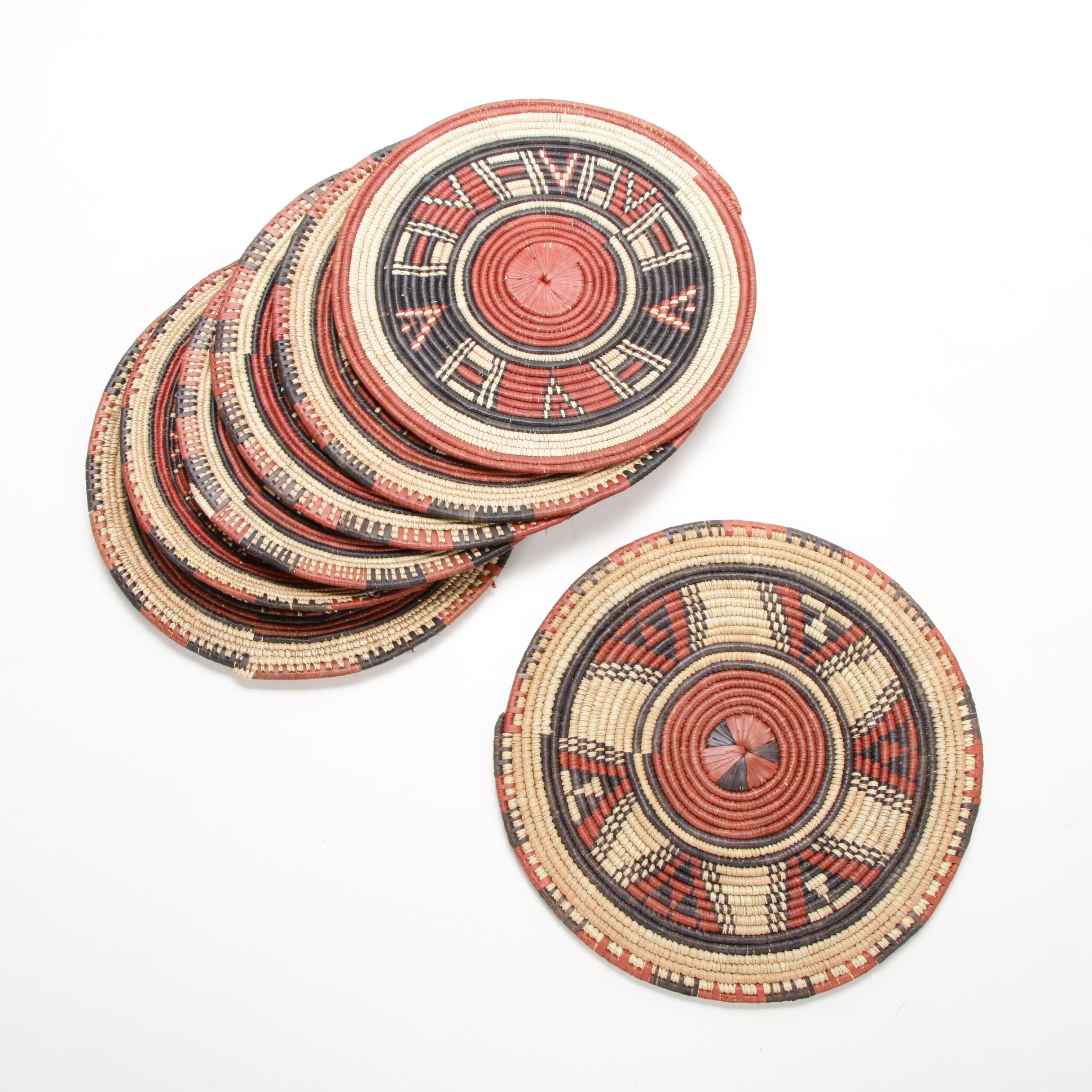 Nigerian Hausa Handwoven Grass Flat Baskets