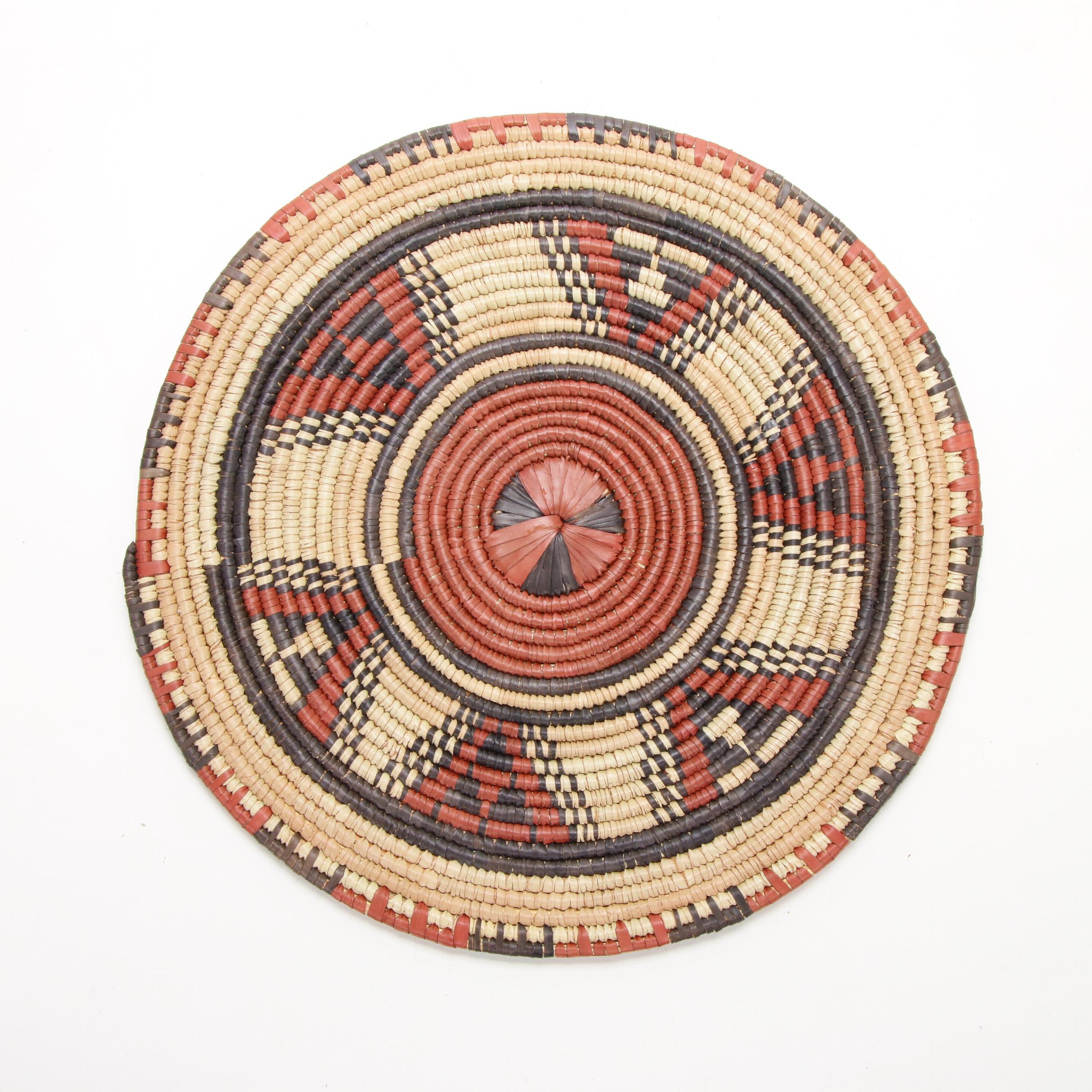 Nigerian Hausa Handwoven Grass Flat Baskets