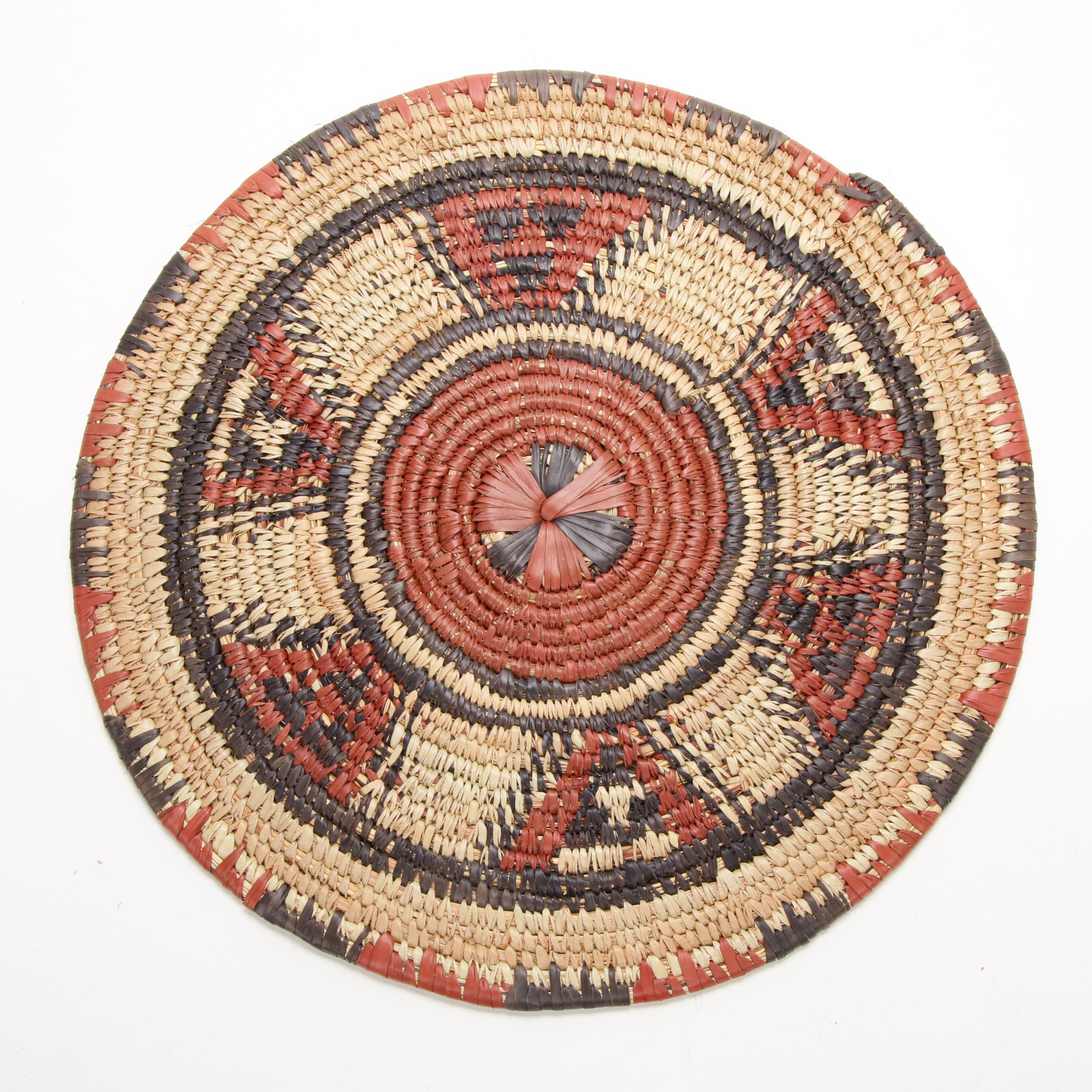 Nigerian Hausa Handwoven Grass Flat Baskets