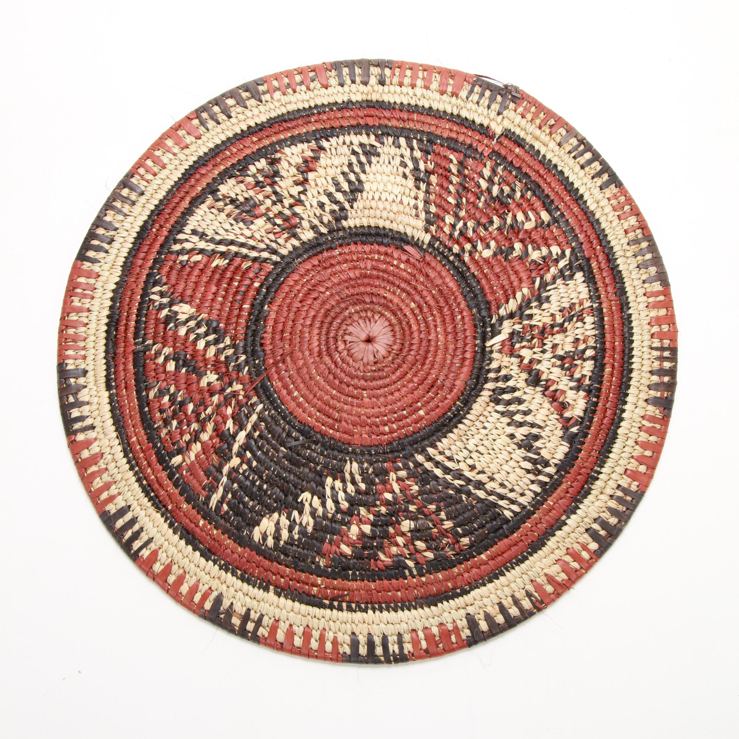 Nigerian Hausa Handwoven Grass Flat Baskets