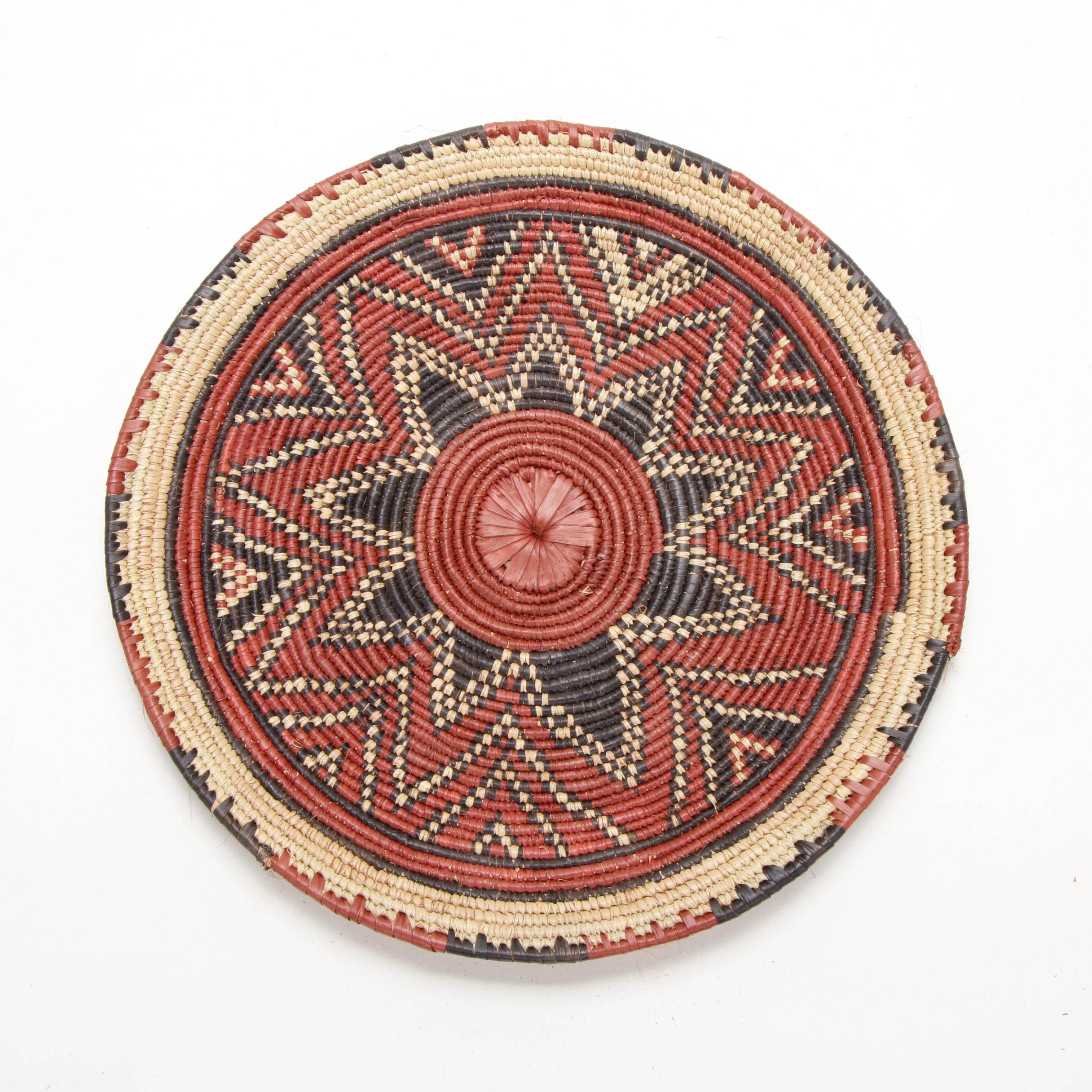 Nigerian Hausa Handwoven Grass Flat Baskets