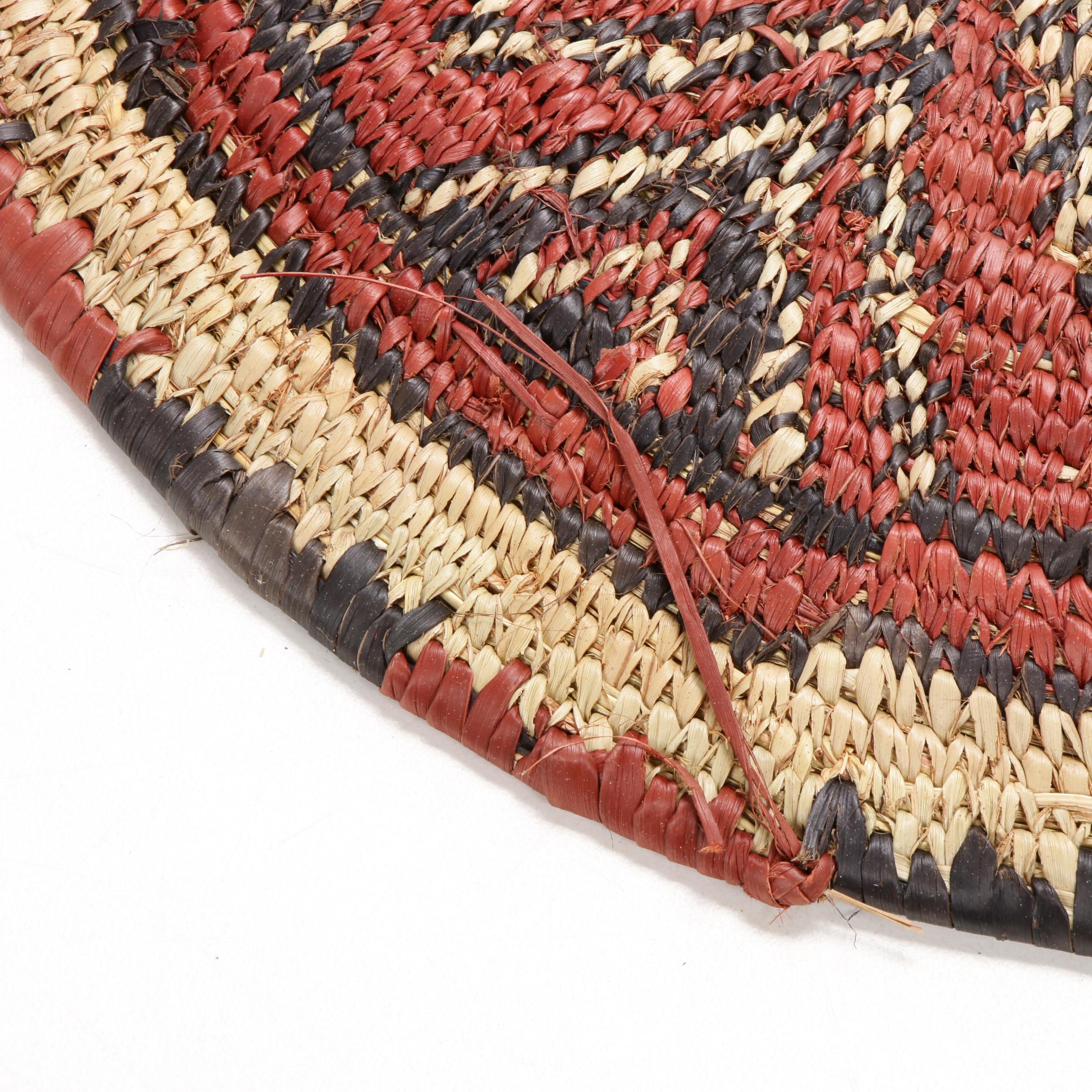 Nigerian Hausa Handwoven Grass Flat Baskets