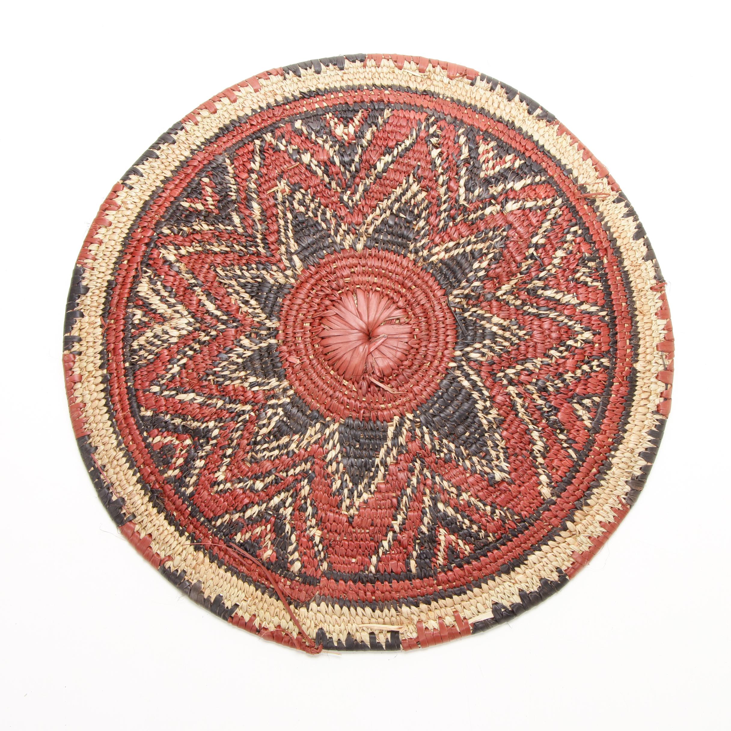 Nigerian Hausa Handwoven Grass Flat Baskets