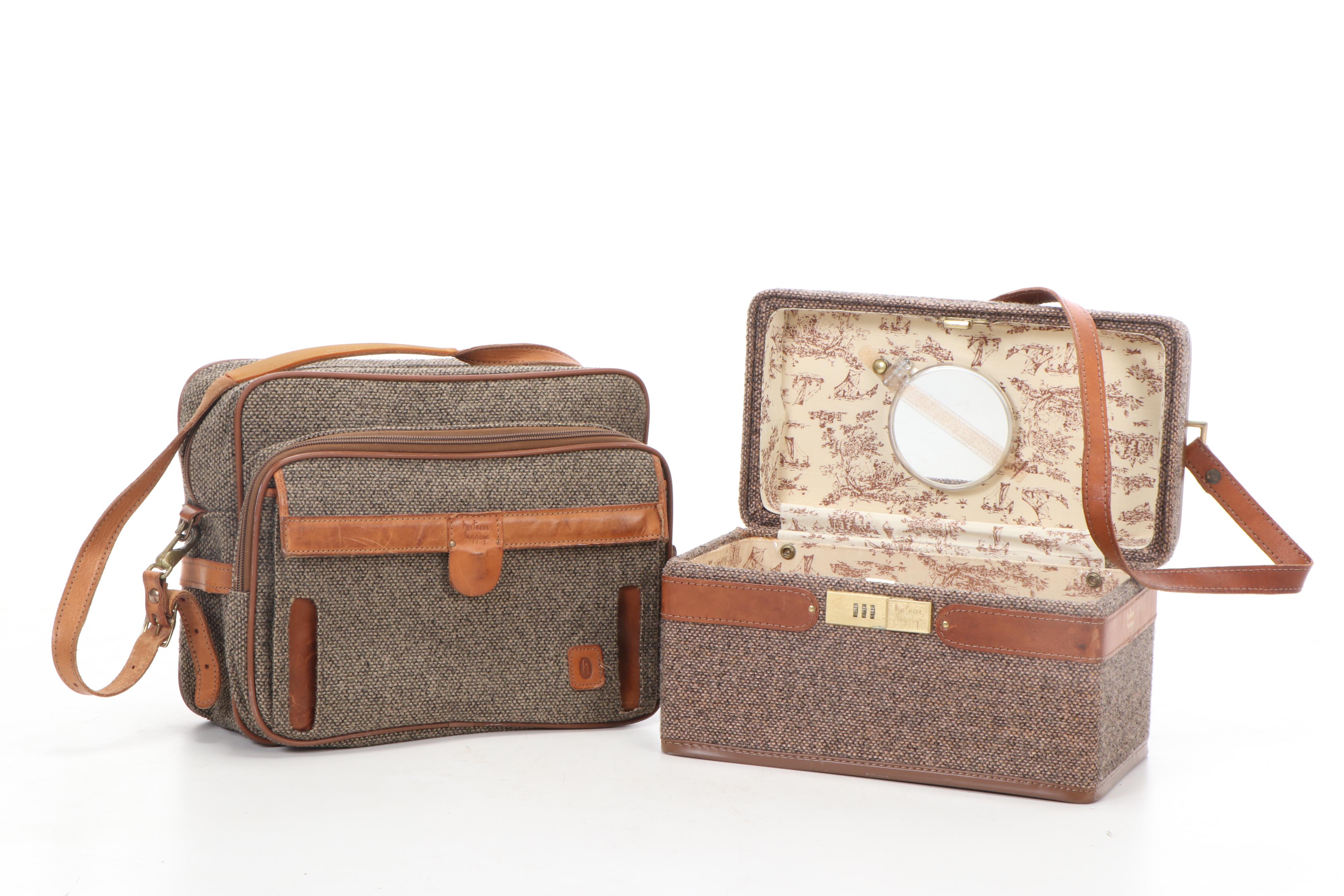 Hartmann Travel Tweed Messenger Bag and Locking Cosmetics Case