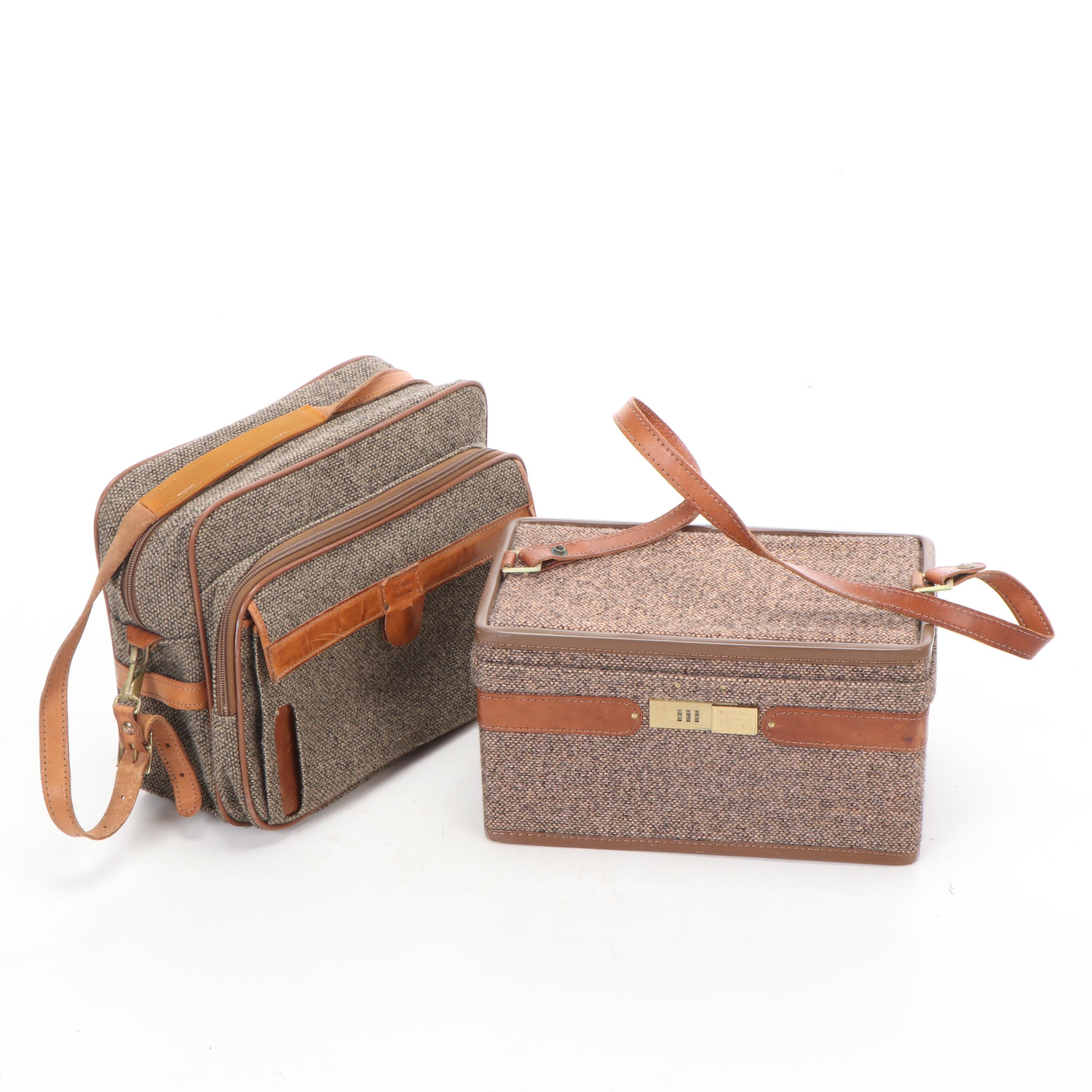 Hartmann Travel Tweed Messenger Bag and Locking Cosmetics Case