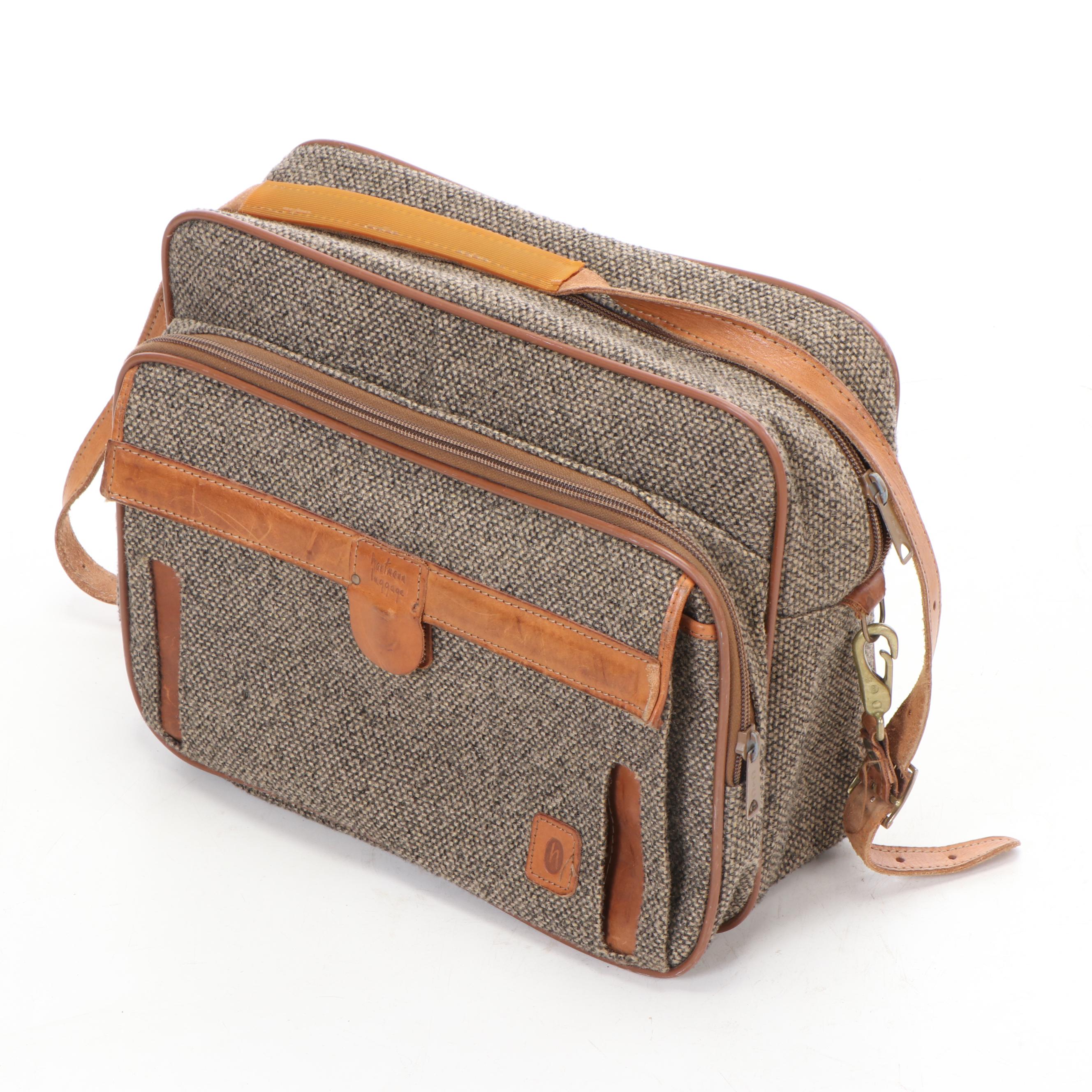 Hartmann Travel Tweed Messenger Bag and Locking Cosmetics Case