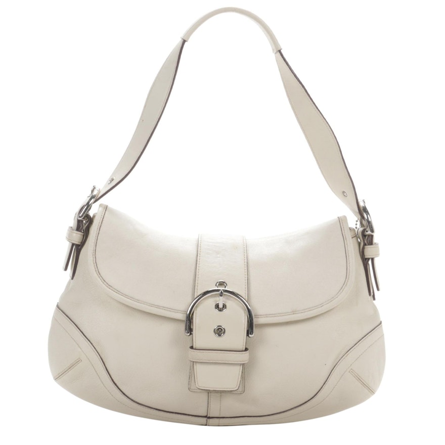 Coach Soho Flap Front Shoulder Bag in Off-White Leather