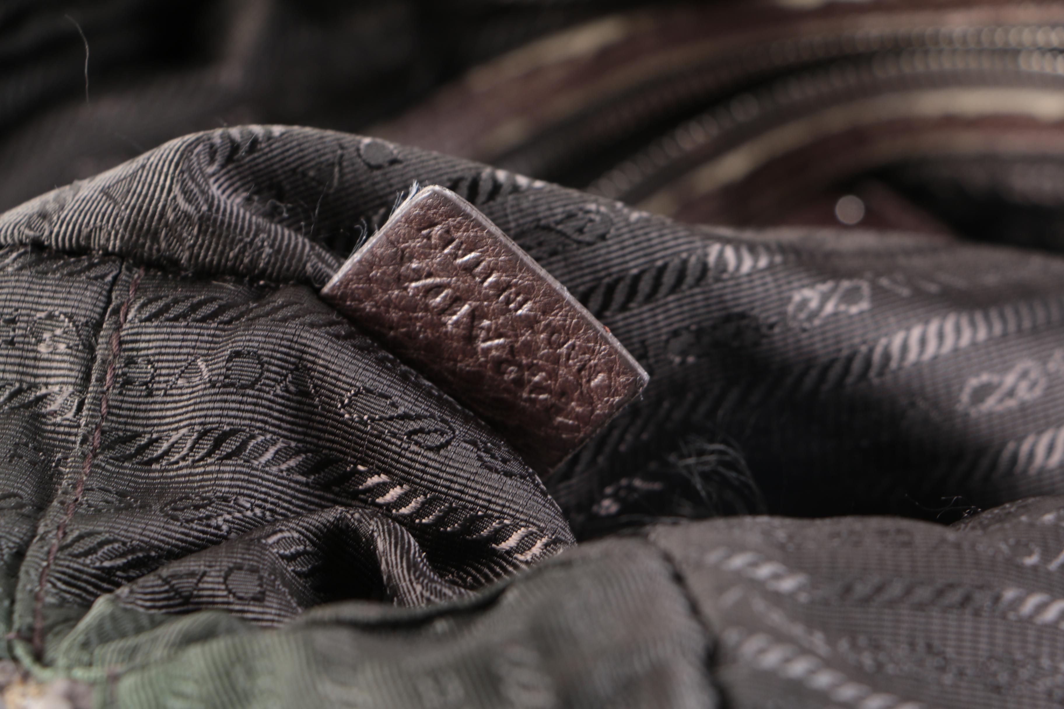 Prada Metallic Leather Top Handle Bag with Luggage Tag