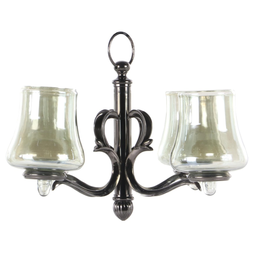 Contemporary Polished Gun Metal Hanging Votive Candle Holder