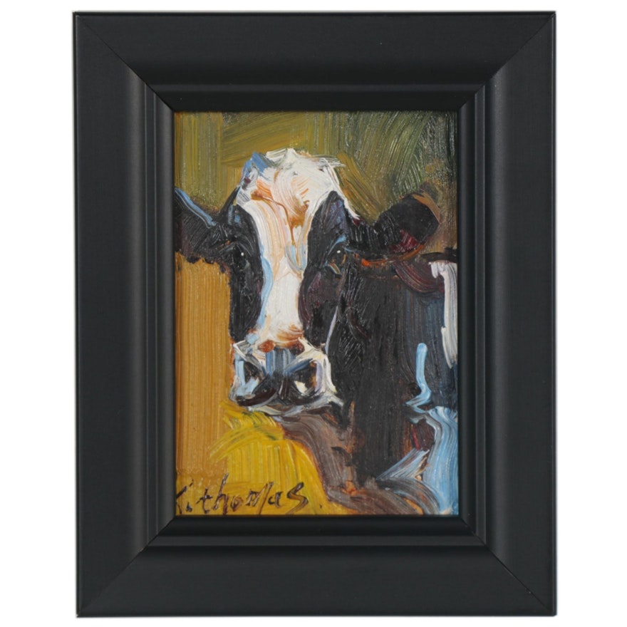 Thomas Xie Oil Painting of Cow, 21st Century