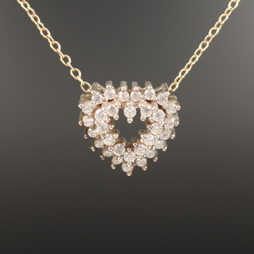 Sterling Cubic Zirconia Heart Pendant Necklace