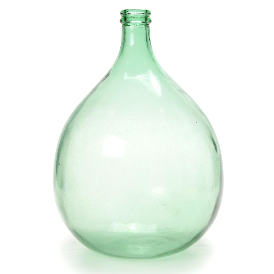 Green Glass Demi-John, Mid Century Modern