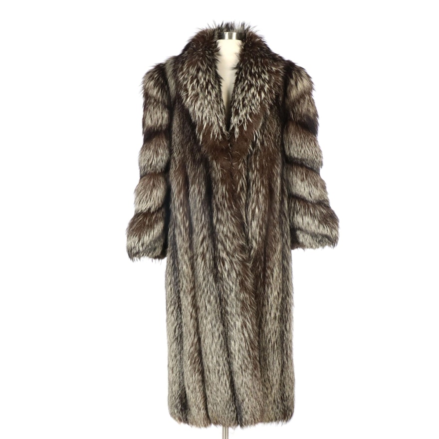 Saga Fox Silver Fox Fur Full-Length Coat