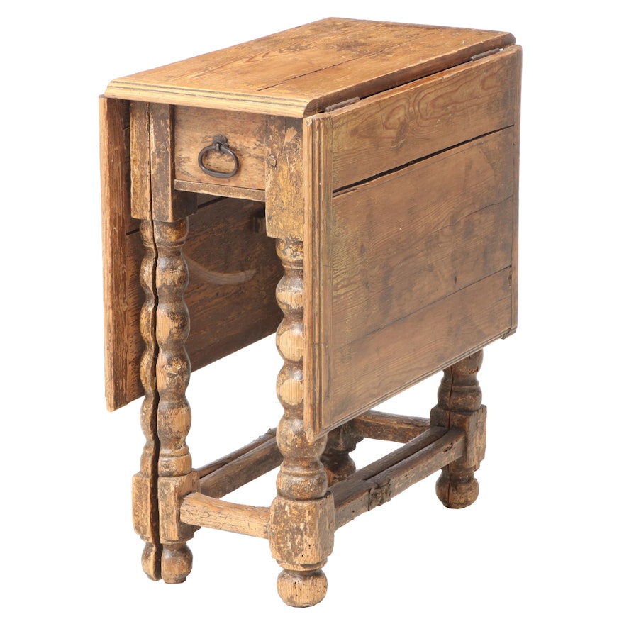 Pine Split Bobbin Gate-Leg Table, 18th Century