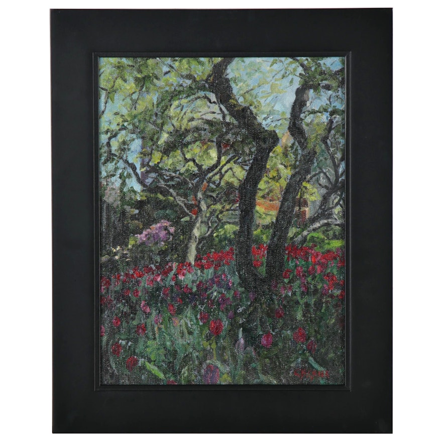 Cynthia Crier Oil Painting "Garden of Light & Trees V," 2014