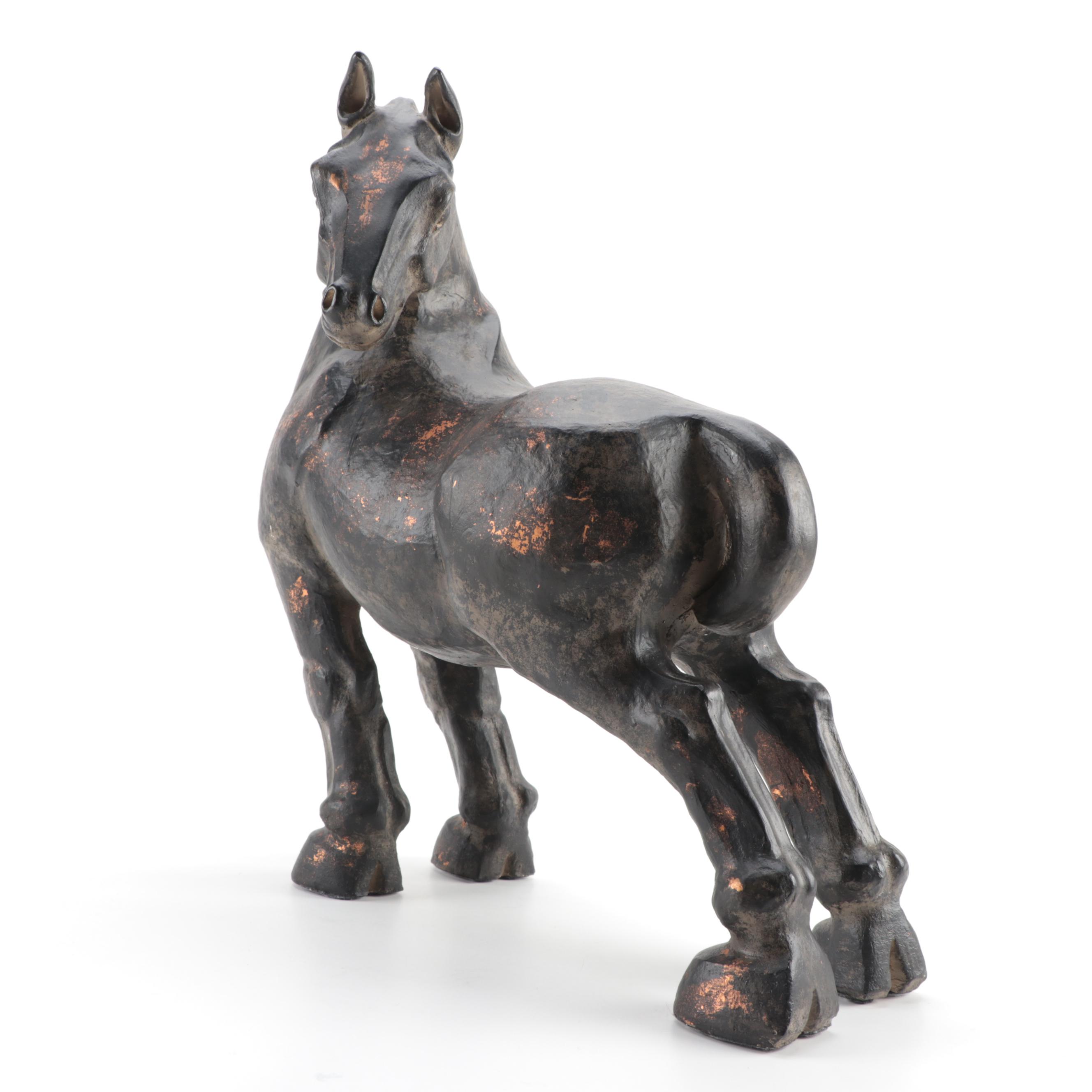 Chinese Style Patinated Ceramic Horse Figurine