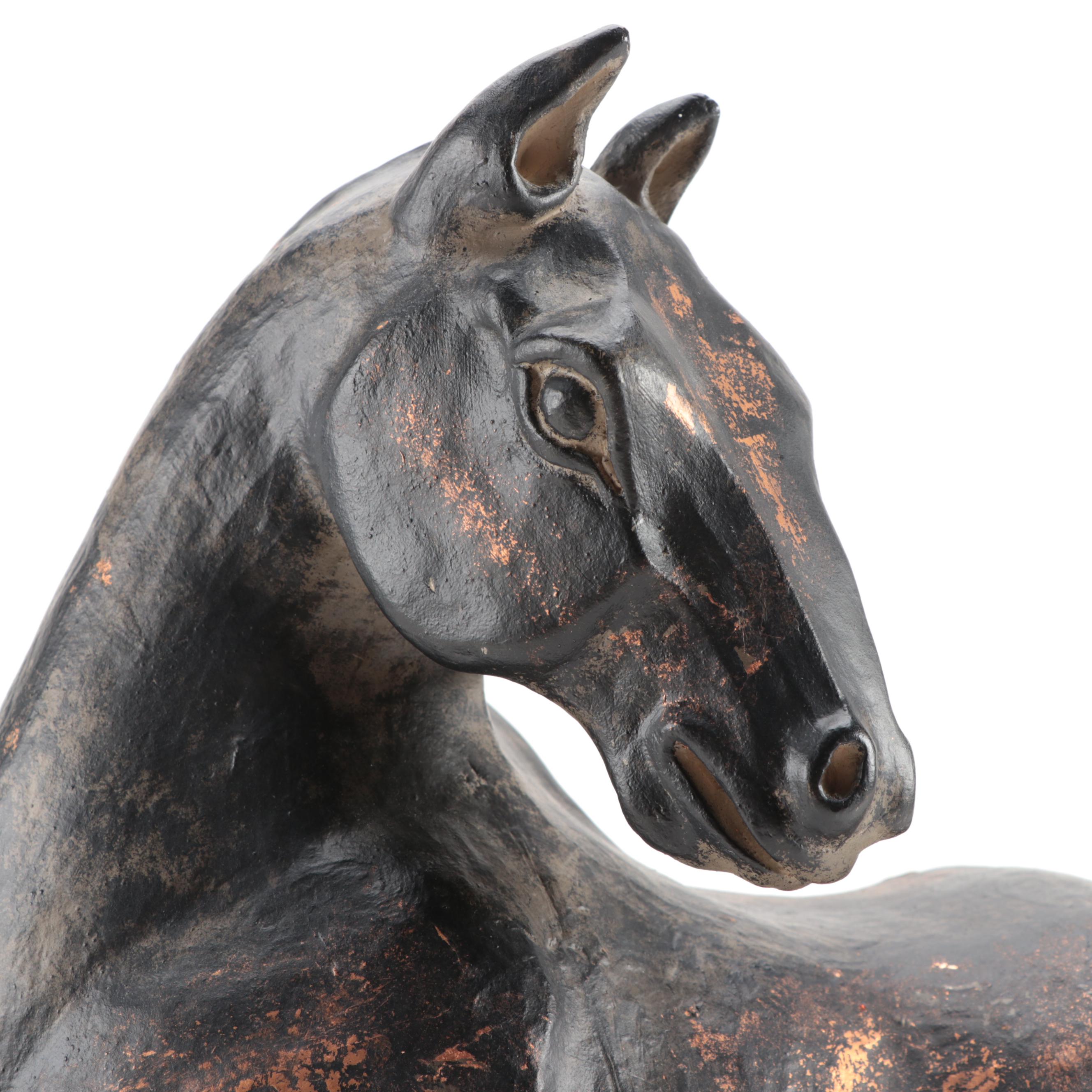 Chinese Style Patinated Ceramic Horse Figurine