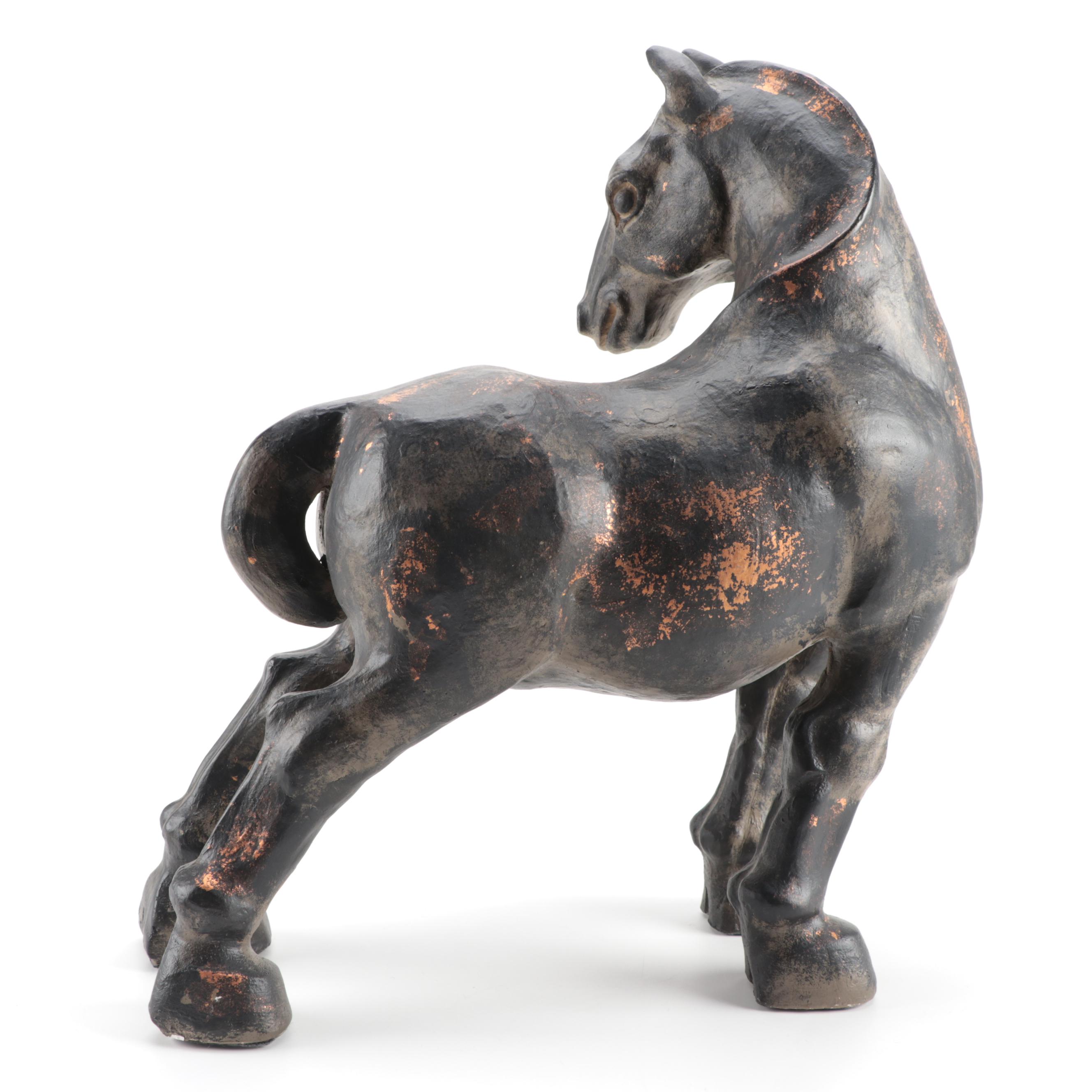 Chinese Style Patinated Ceramic Horse Figurine