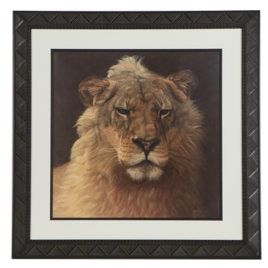 Jeff Gandert Offset Lithograph of a Lion, Late 20th Century