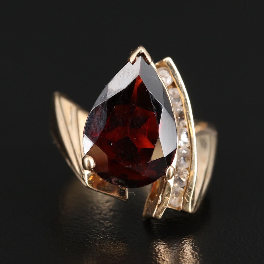 10K Garnet and Topaz Teardrop Ring