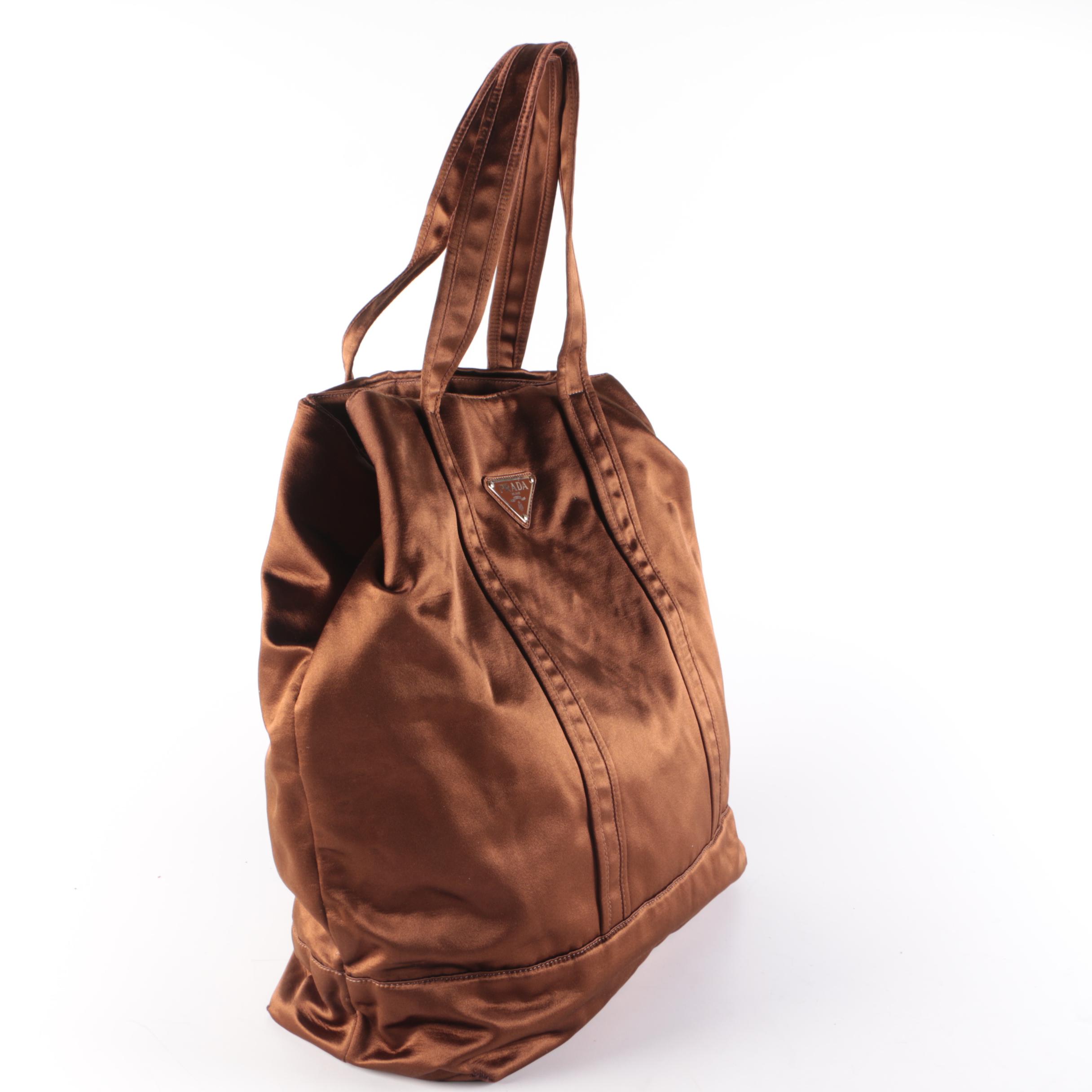 Prada Brown Fabric Large Tote Bag