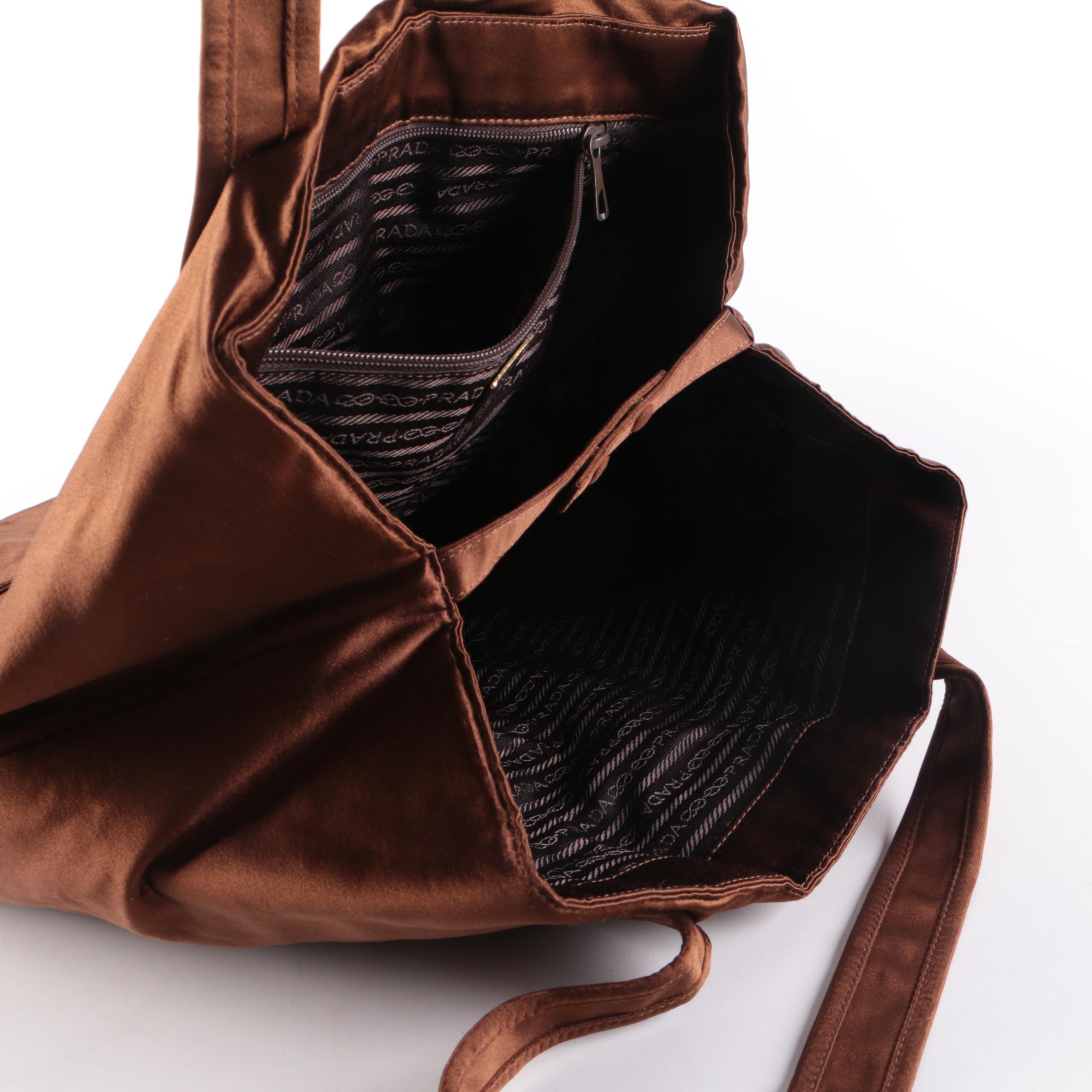 Prada Brown Fabric Large Tote Bag