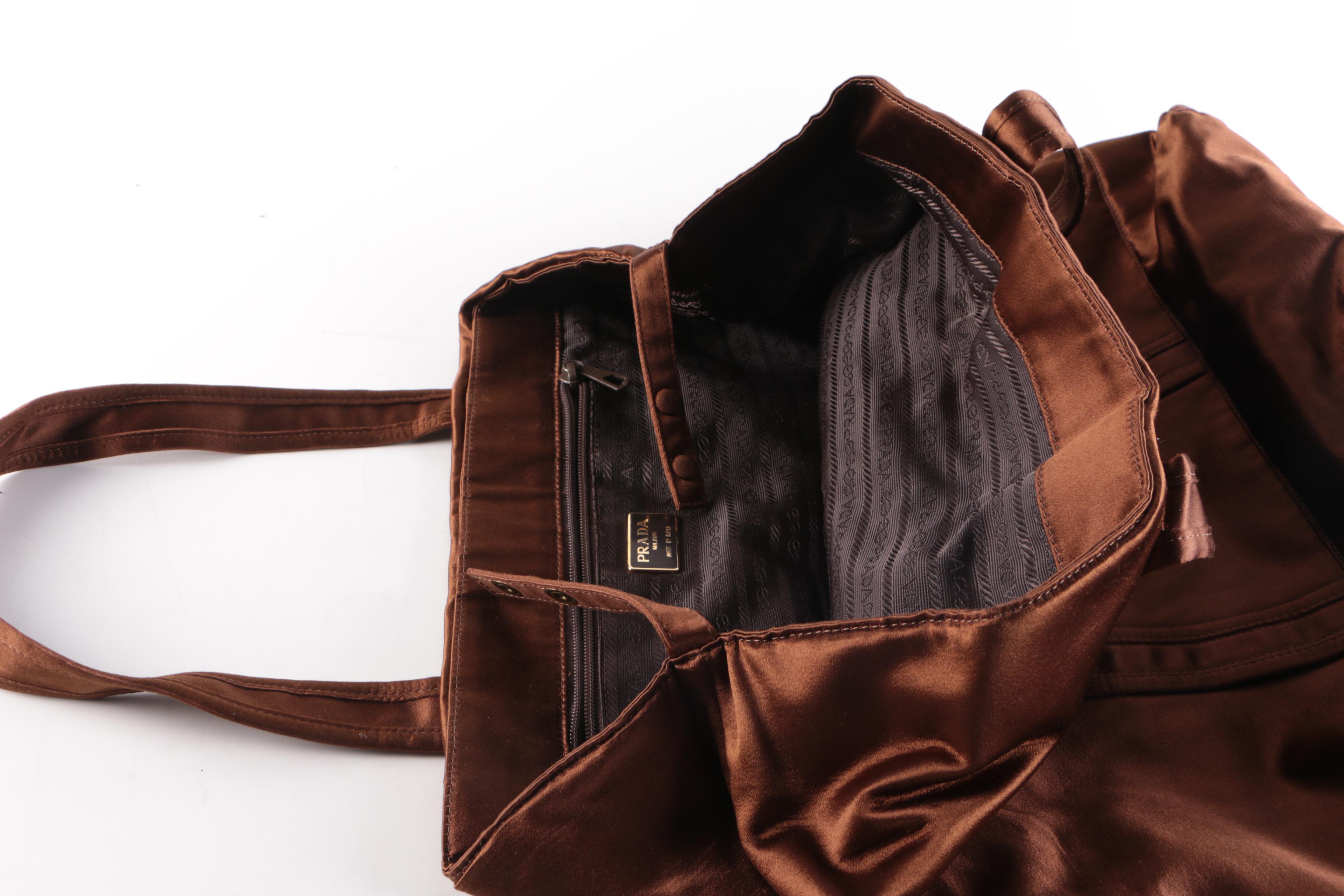 Prada Brown Fabric Large Tote Bag