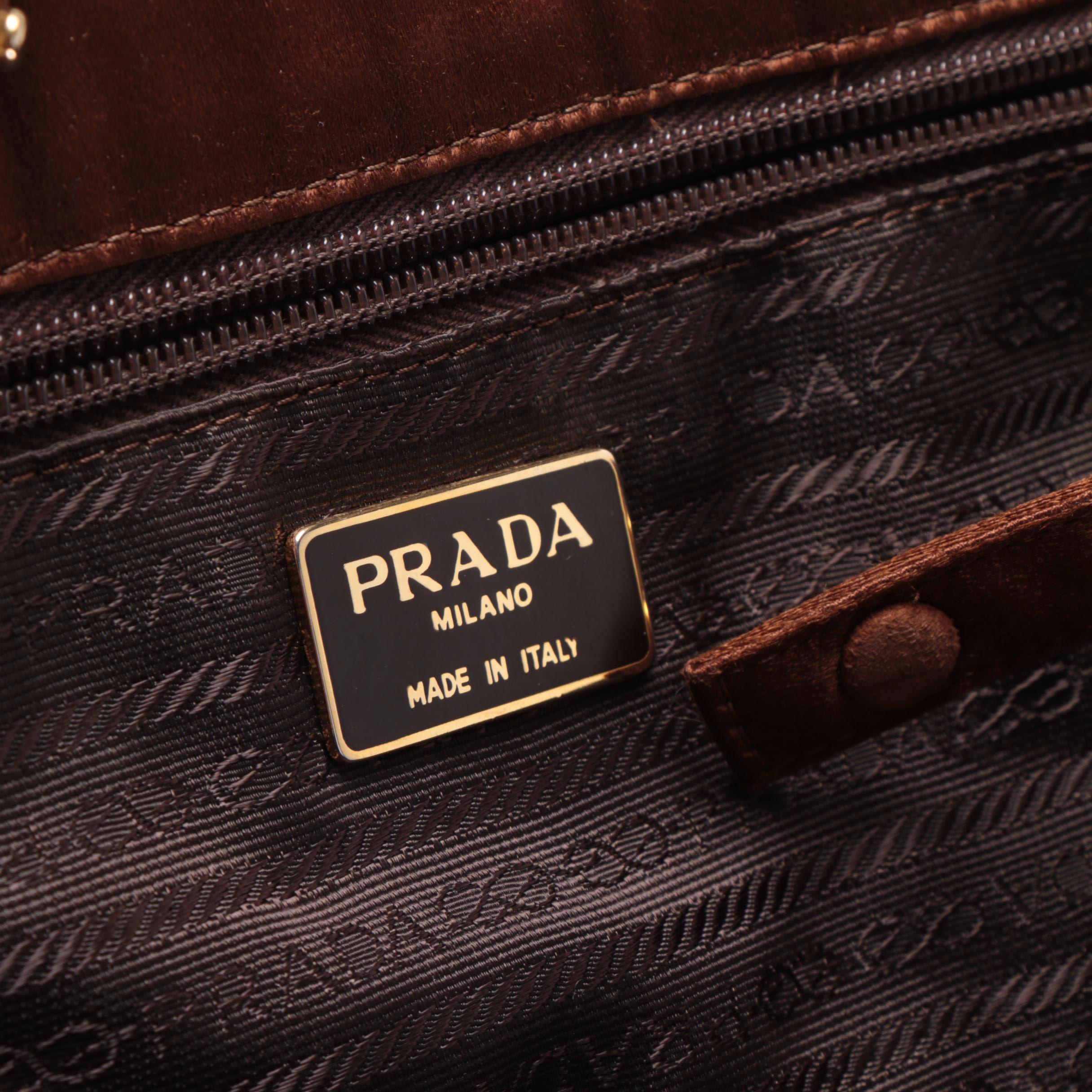 Prada Brown Fabric Large Tote Bag