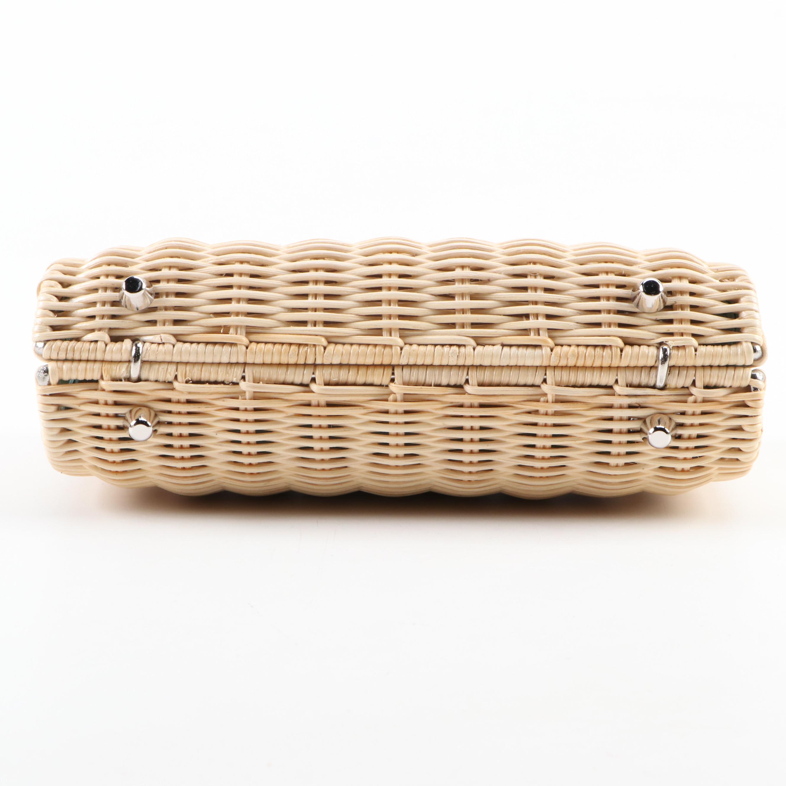 Tiffany and Co. Woven Wicker Clutch Purse with Tiffany Blue® Leather Trim