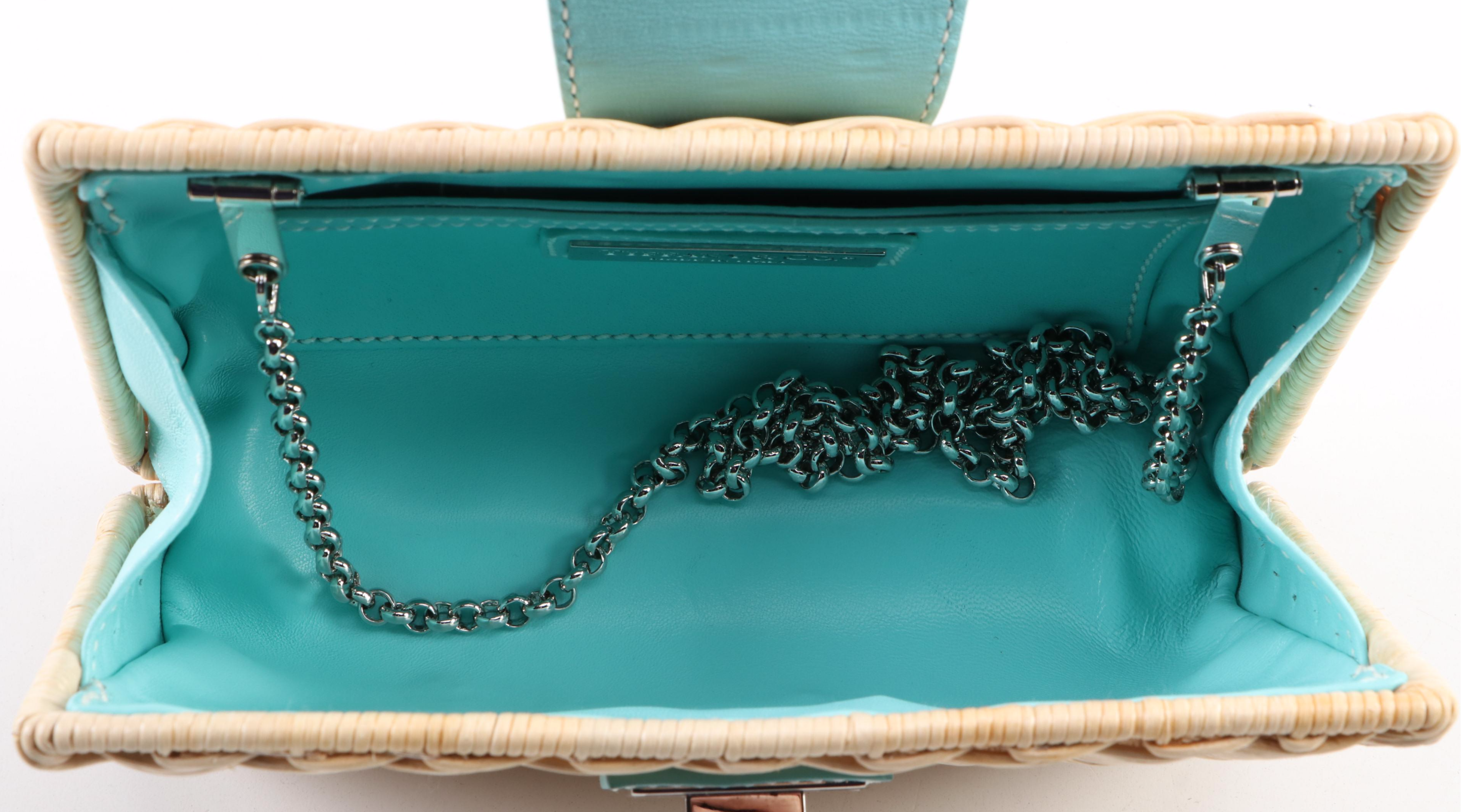 Tiffany and Co. Woven Wicker Clutch Purse with Tiffany Blue® Leather Trim