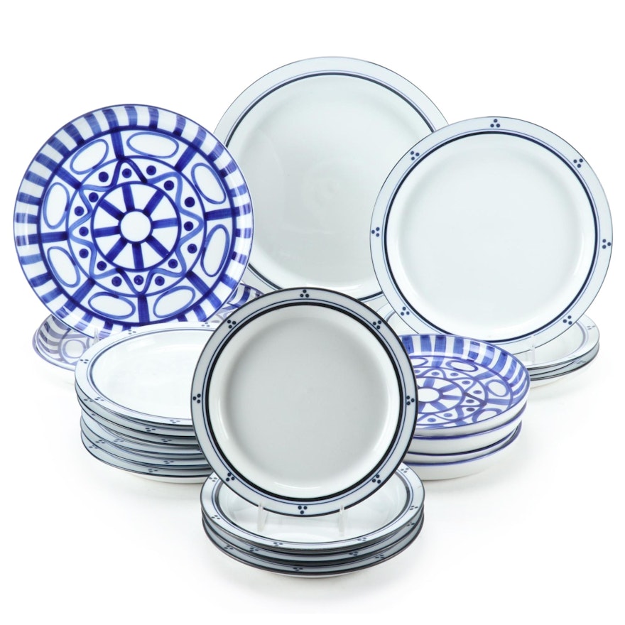 Dansk Porcelain "Arabesque" Platters and "Fredriksborg" Dinnerware, Late 20th C.