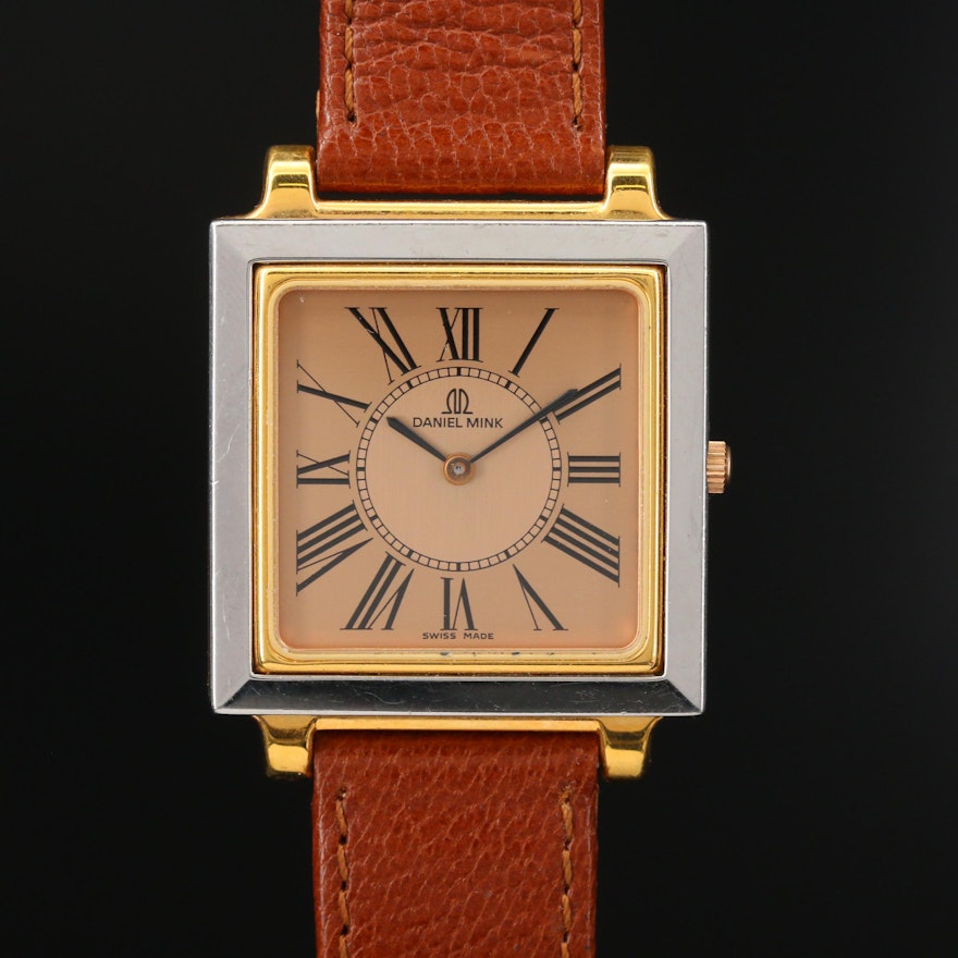 Two Tone Daniel Mink Thin Quartz Wristwatch