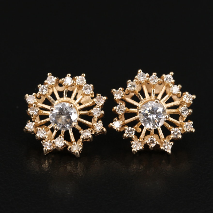 14K 1.21 CTW Diamond Stud Earrings with Jackets