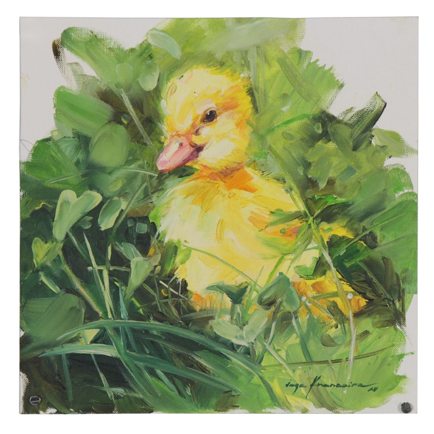 Inga Khanarina Oil Painting of a Duckling, 2020