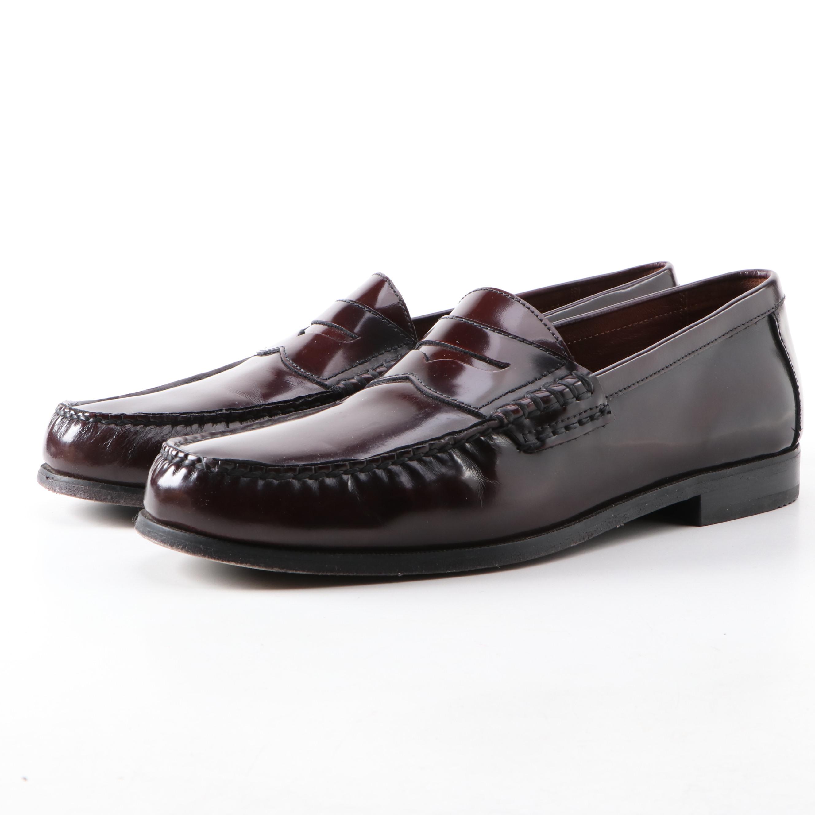 Johnston & Murphy Pannell Burgundy Leather Penny-Loafers