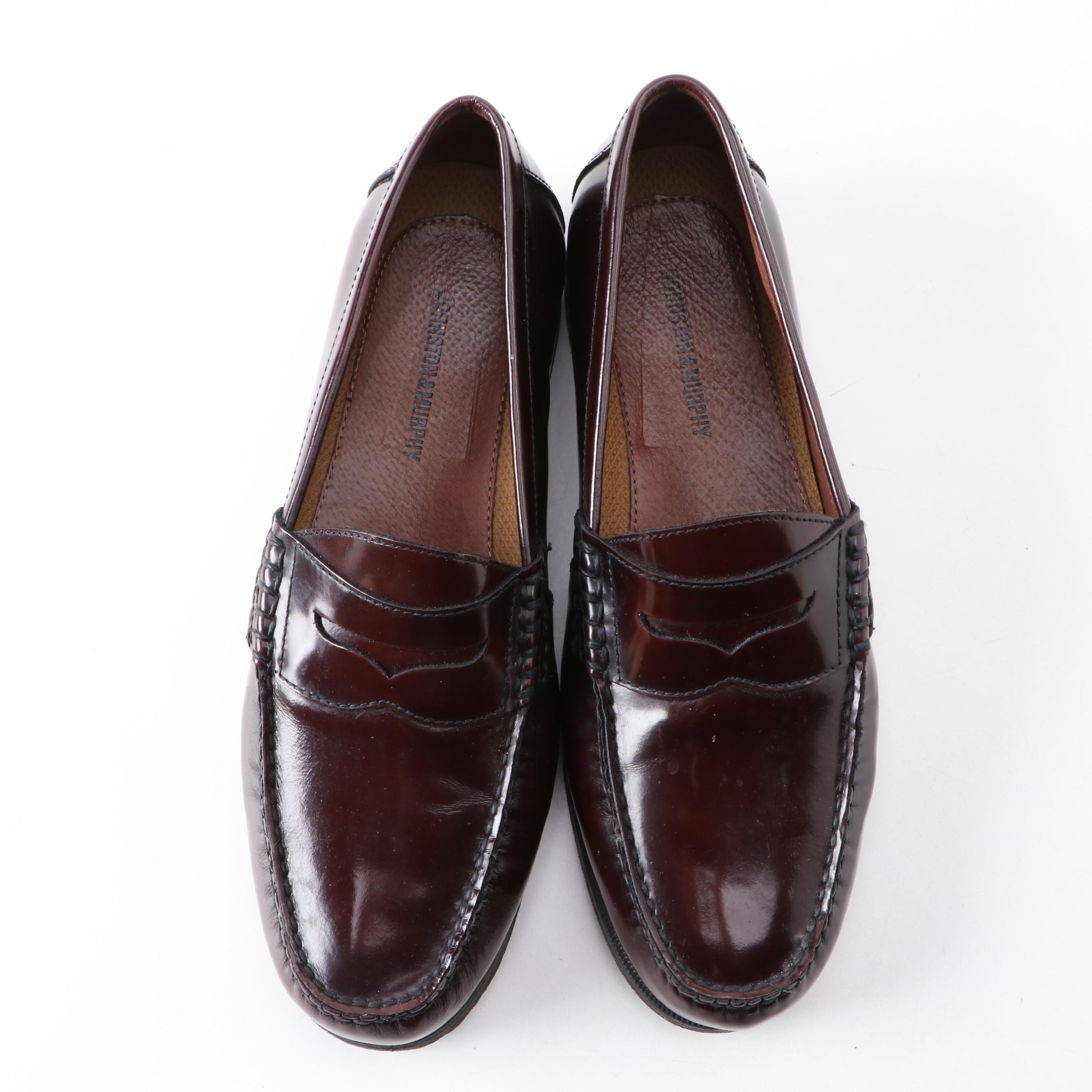 Johnston & Murphy Pannell Burgundy Leather Penny-Loafers