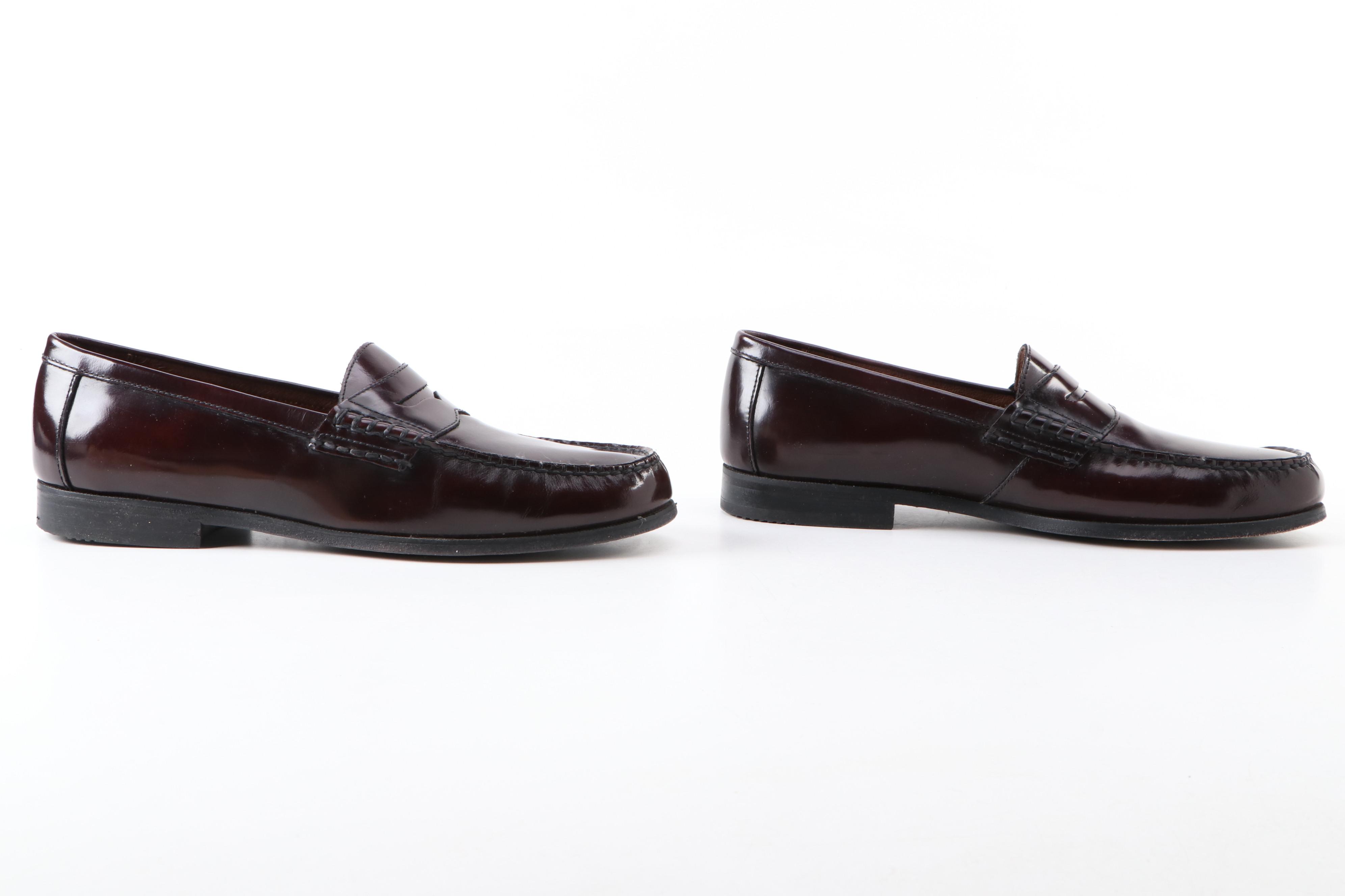 Johnston & Murphy Pannell Burgundy Leather Penny-Loafers
