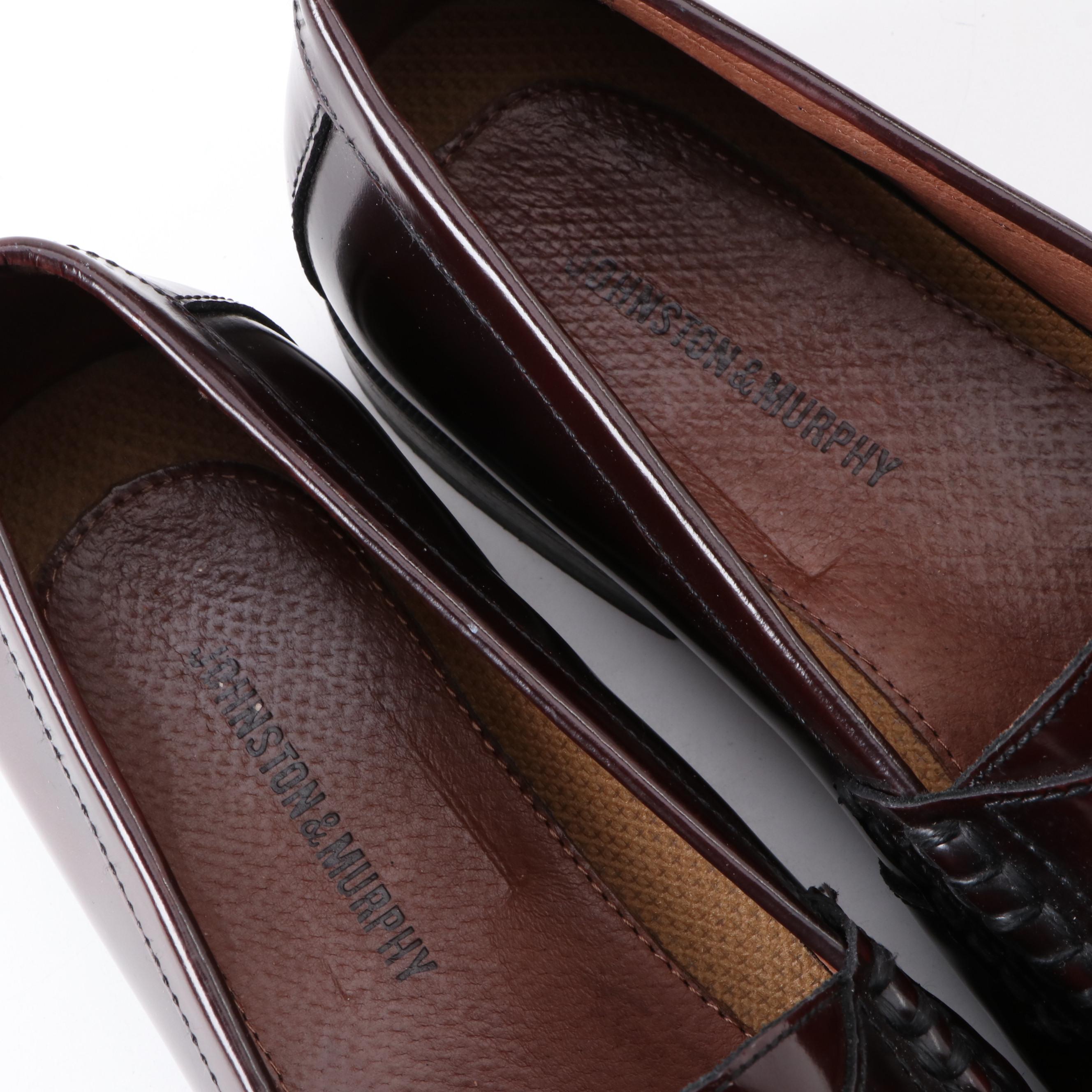Johnston & Murphy Pannell Burgundy Leather Penny-Loafers