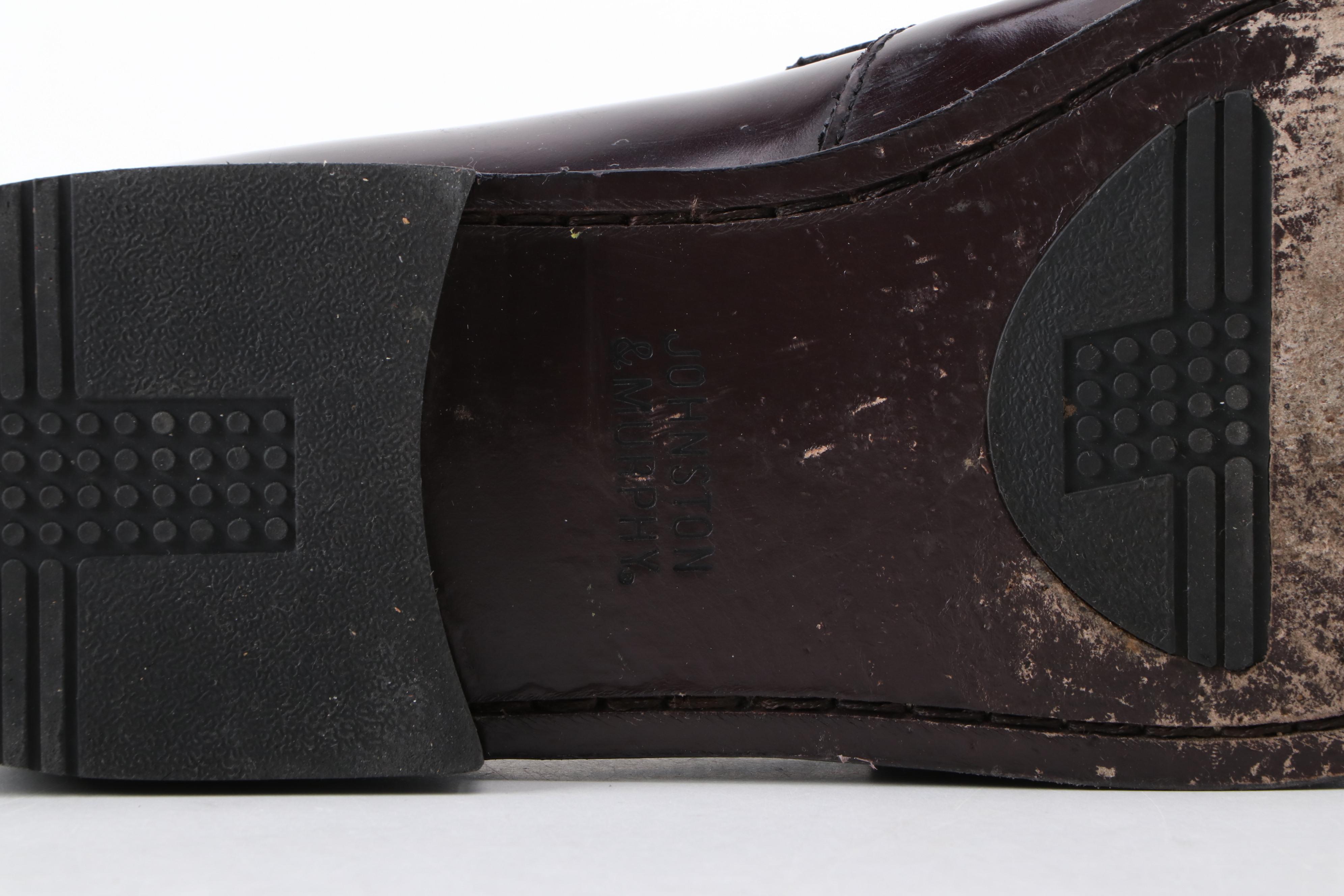 Johnston & Murphy Pannell Burgundy Leather Penny-Loafers