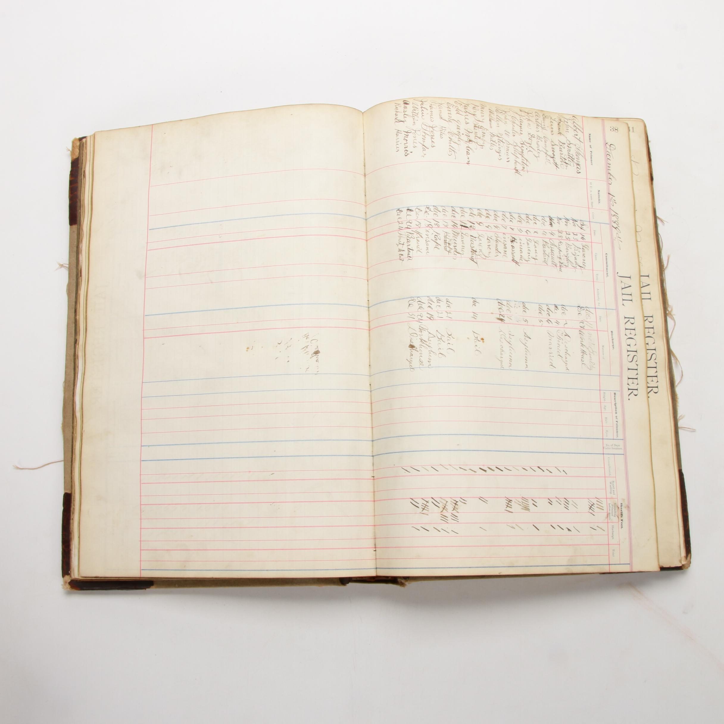 Muskingum County Ohio Jail Register, 1888-1893