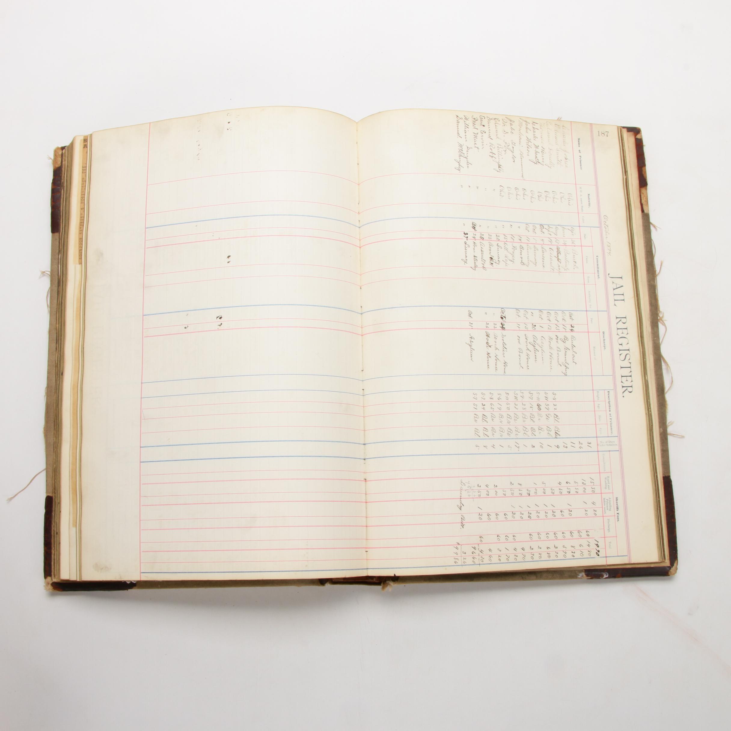 Muskingum County Ohio Jail Register, 1888-1893