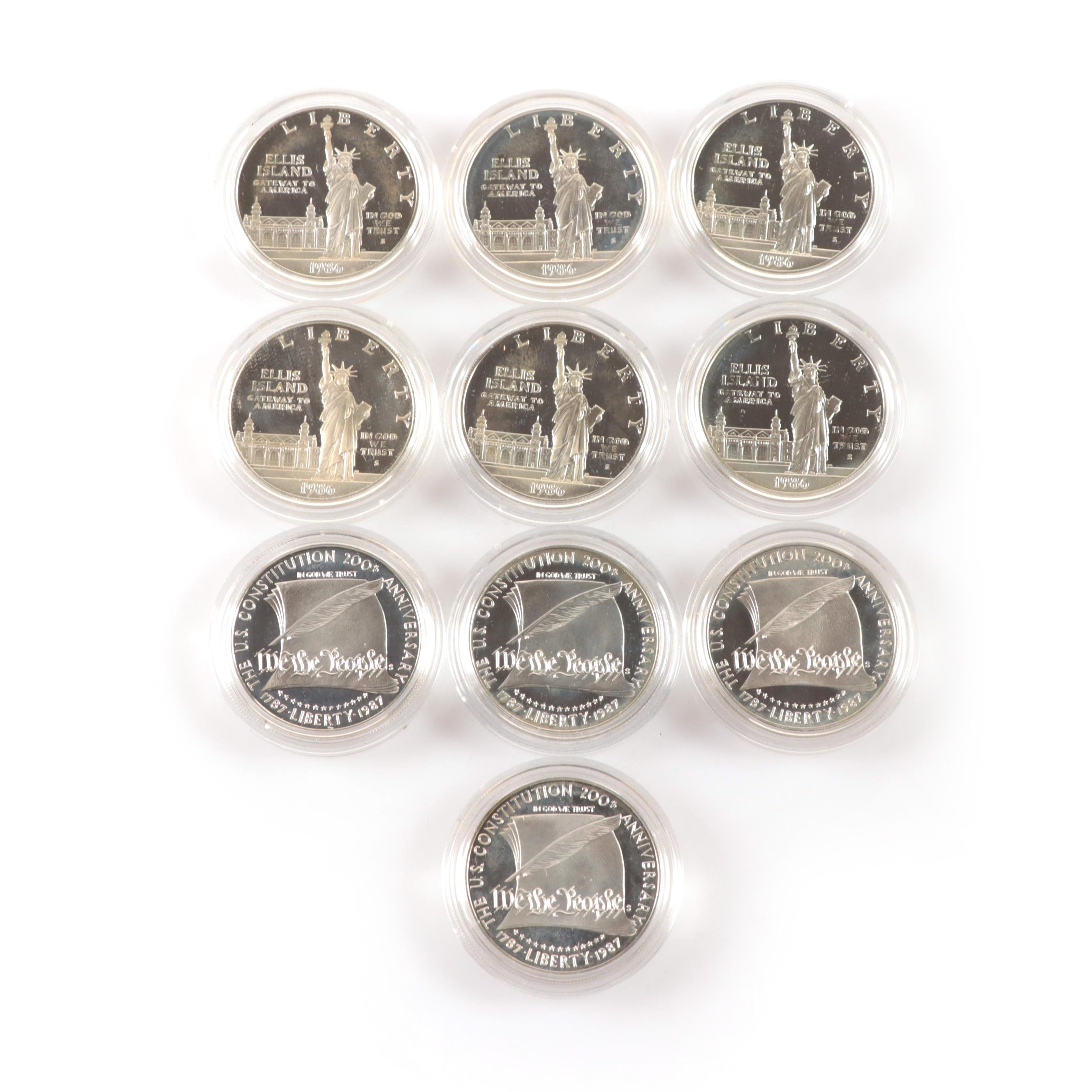 Ten Modern Commemorative Proof Silver Dollars