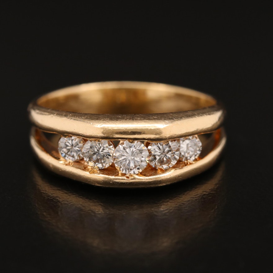 14K Diamond Channel Band