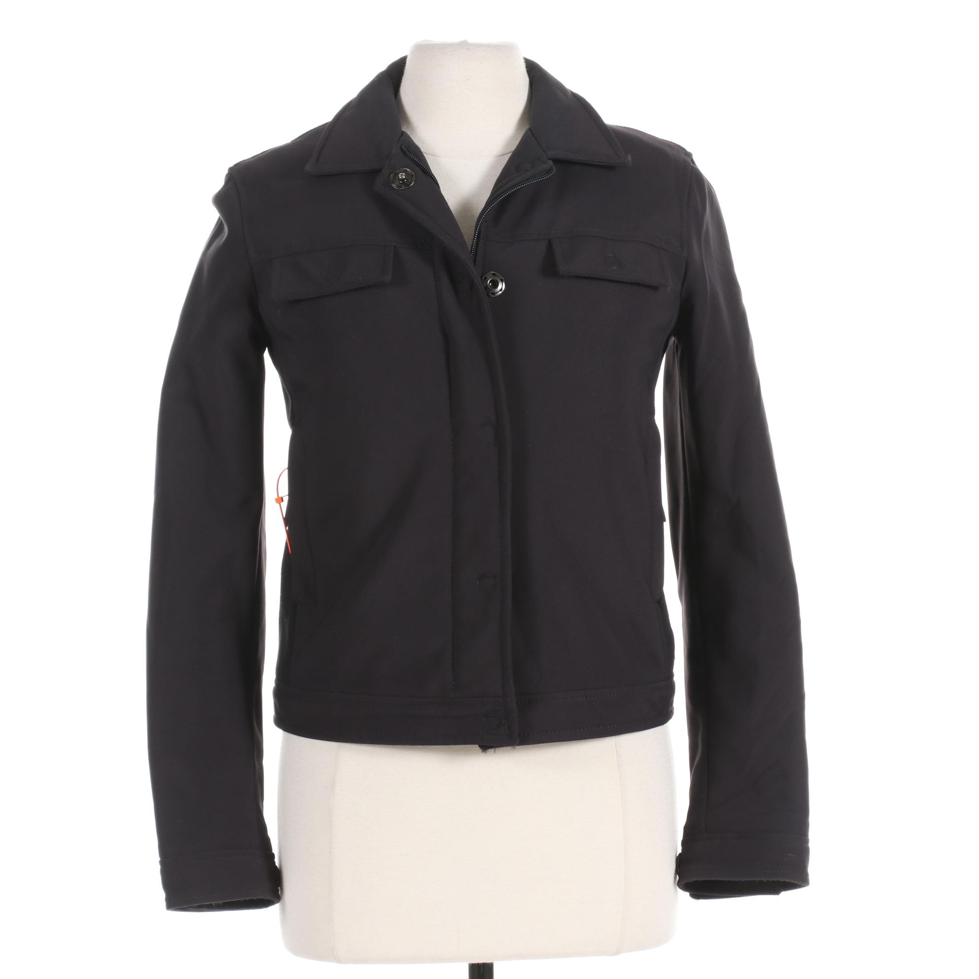 Prada Linea Rossa Black Nylon and Fur Jacket