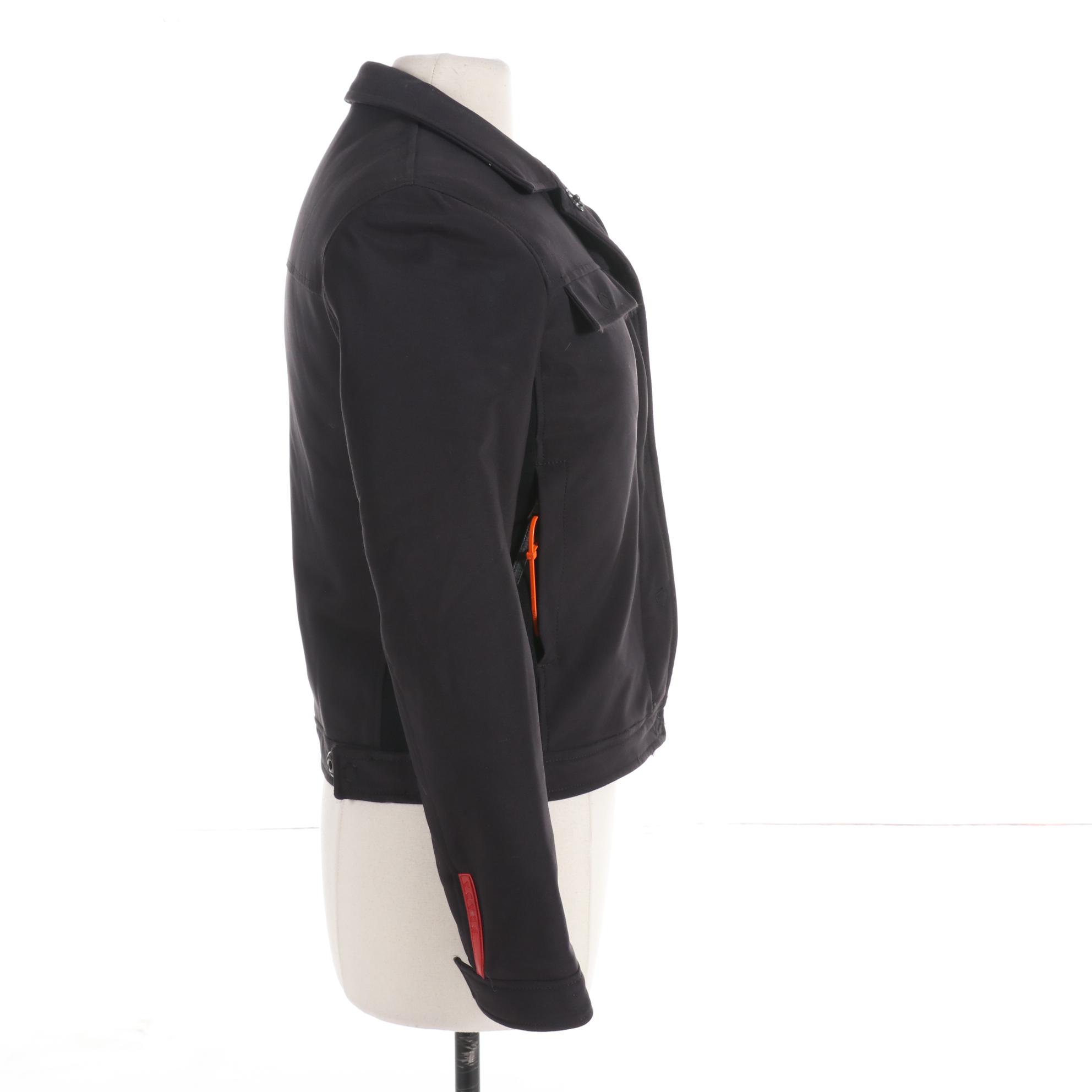 Prada Linea Rossa Black Nylon and Fur Jacket