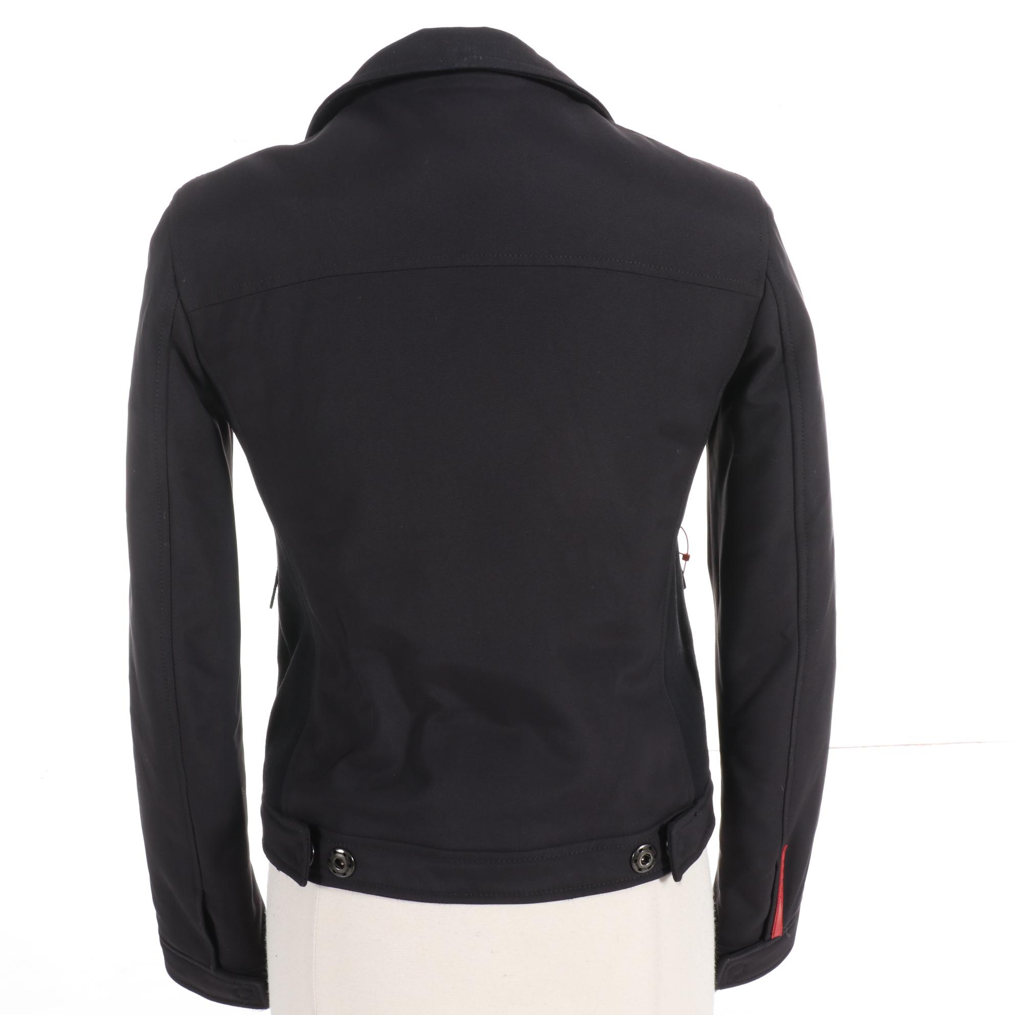 Prada Linea Rossa Black Nylon and Fur Jacket