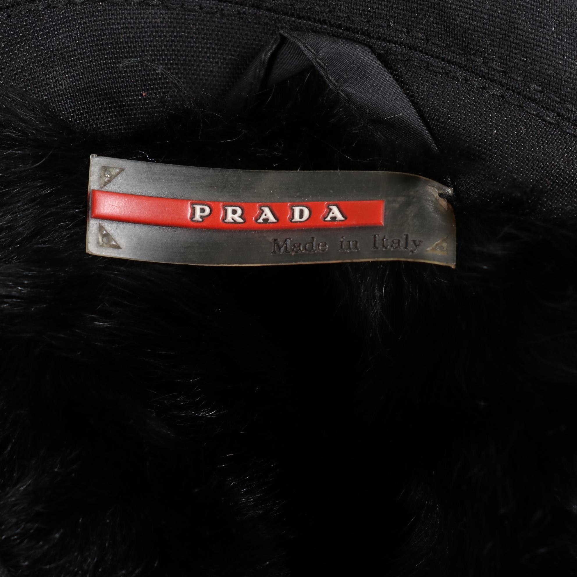Prada Linea Rossa Black Nylon and Fur Jacket